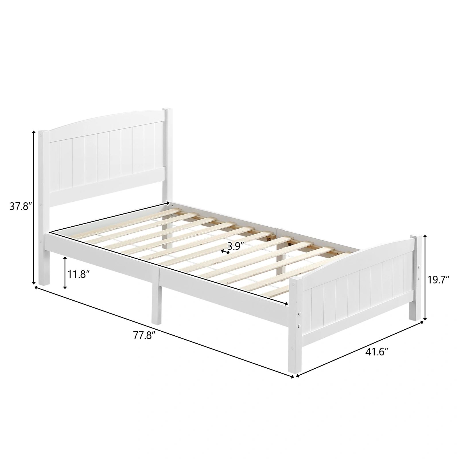 FCH Twin Pine Single-Layer Core Vertical Stripe Full-Board Curved Bed Head With The Same Bed Foot White Wooden Bed view 4
