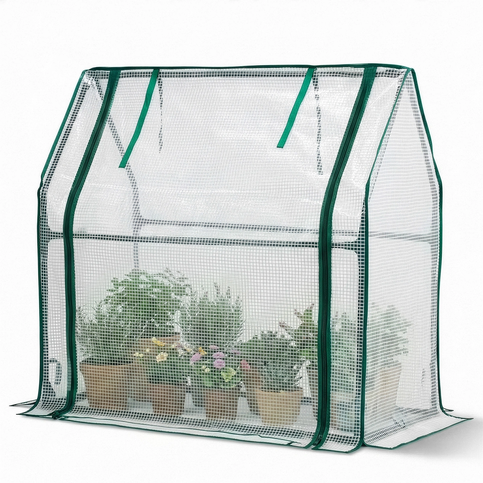 Mini Greenhouse with PE Cover, Indoor Outdoor Plant Gardening Green House for Garden Backyard, 36*18*33in, White view 18