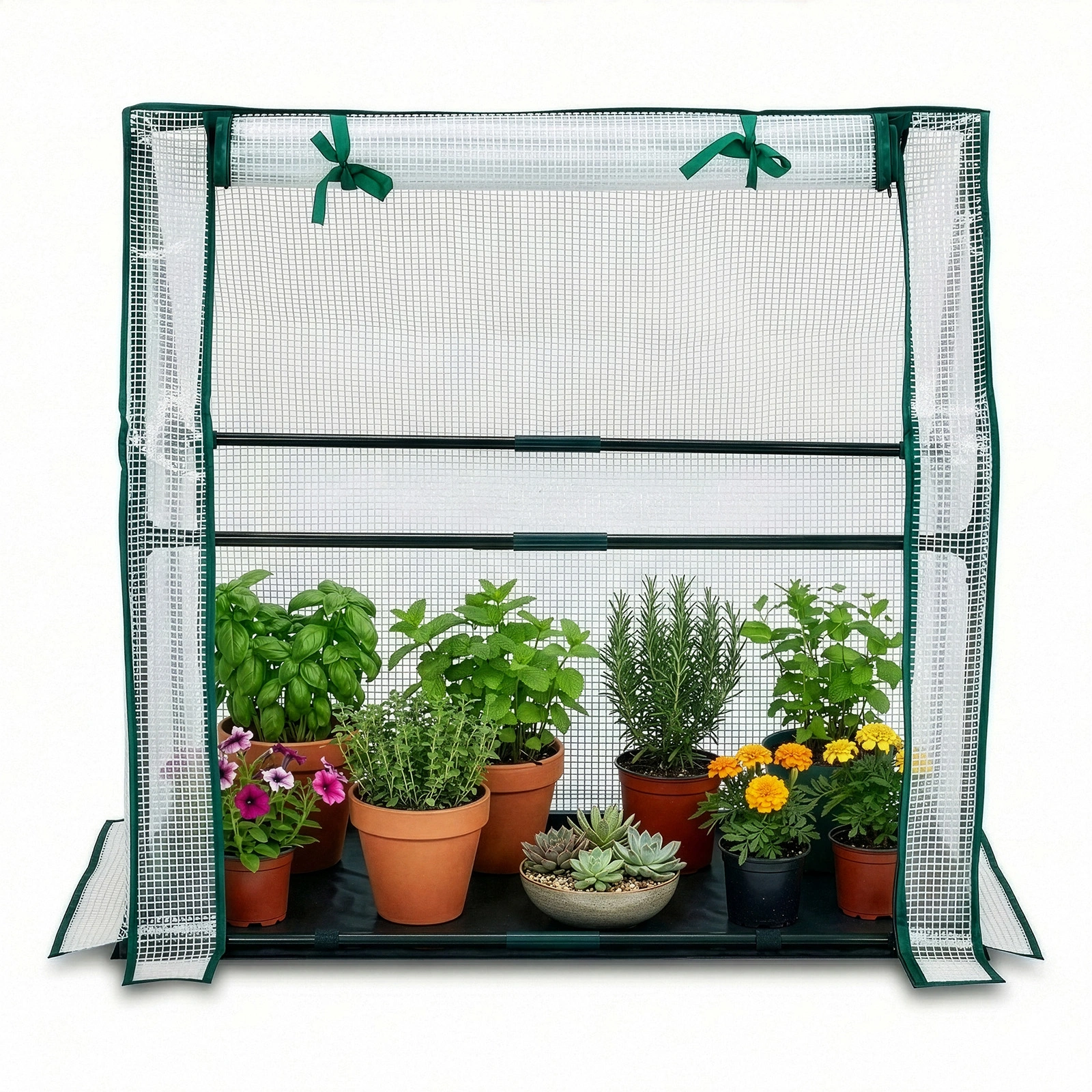 Mini Greenhouse with PE Cover, Indoor Outdoor Plant Gardening Green House for Garden Backyard, 36*18*33in, White view 22