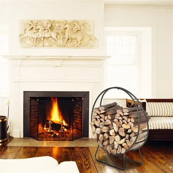 Black Sand Pattern Single Layer 4 Feet Long 24 Inches High With Arrow Style Indoor And outdoor iron fireplace firewood stand view 6