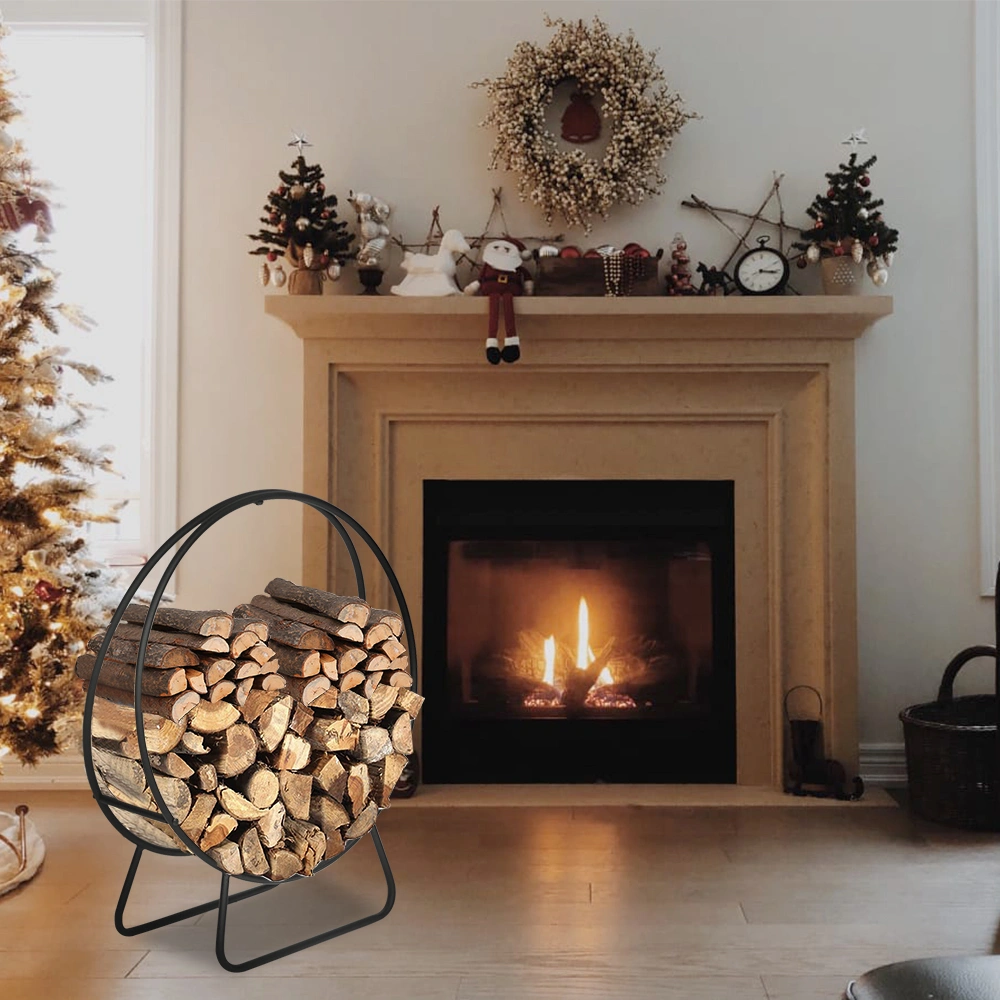 Black Sand Pattern Single Layer 4 Feet Long 24 Inches High With Arrow Style Indoor And outdoor iron fireplace firewood stand view 5