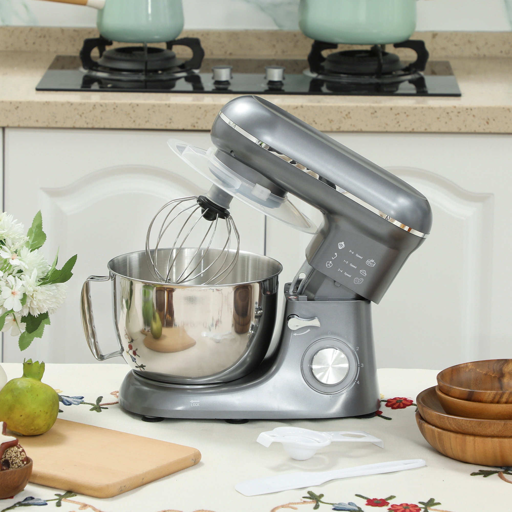 Kitchen Stand Mixer 5 Qt, Heavy-Duty Planetary Mixing Action, 10 Speed Settings, Includes Dough Hook, Flat Beater & Wire Whip, Black