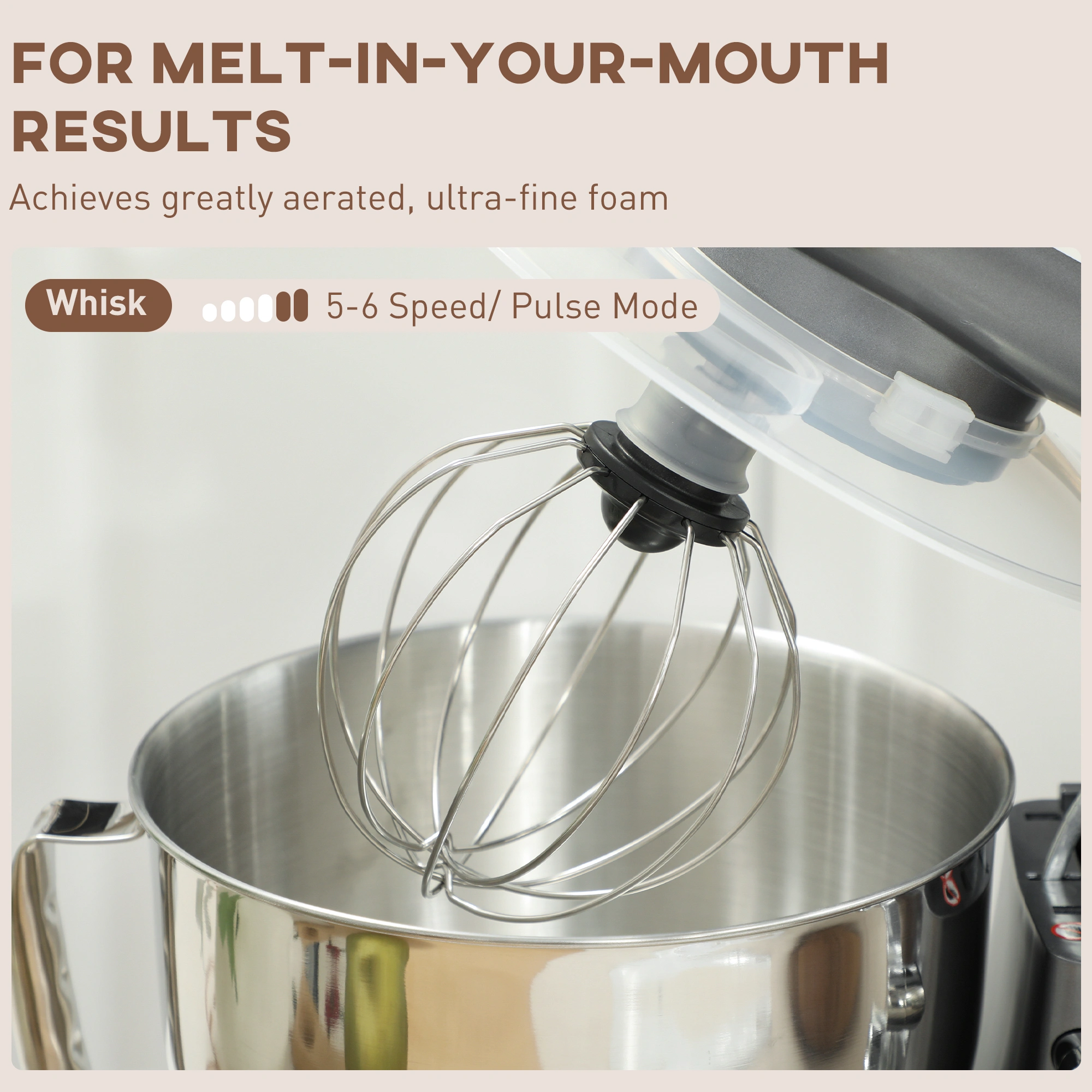 Kitchen Stand Mixer 5 Qt, Heavy-Duty Planetary Mixing Action, 10 Speed Settings, Includes Dough Hook, Flat Beater & Wire Whip, Black view 3