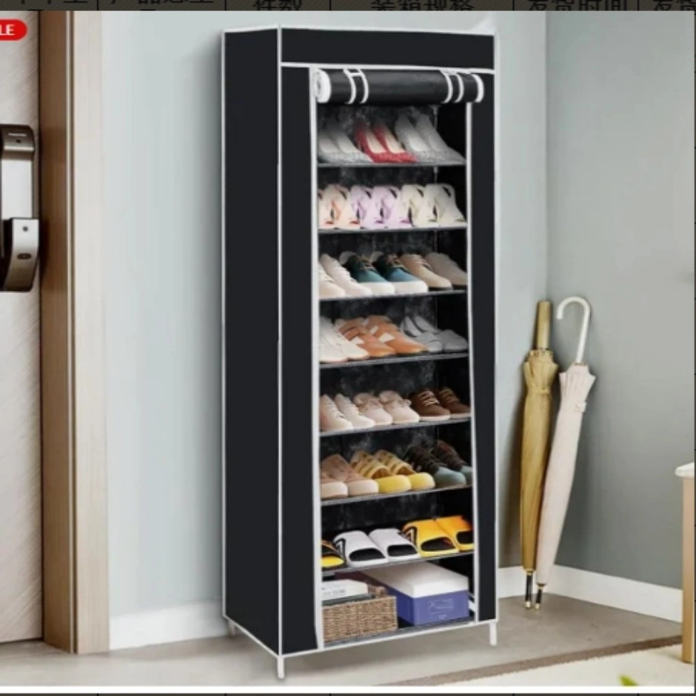 9 Tier Shoe Rack Cabinet, 27 Pair Shoe Organizer Storage Stand, Dustproof Shoes Holder with Doors, Multi-Layer Entryway Shoe Storage view 3