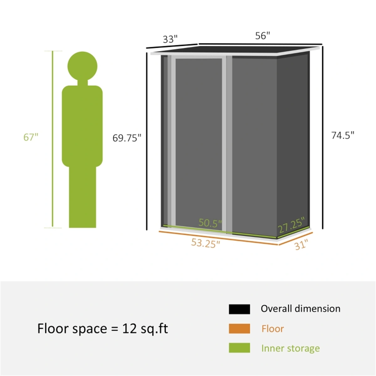 Metal Outdoor Storage Shed - Waterproof Resin Garage Cabinet for Patio, Garden Tools & Equipment view 2