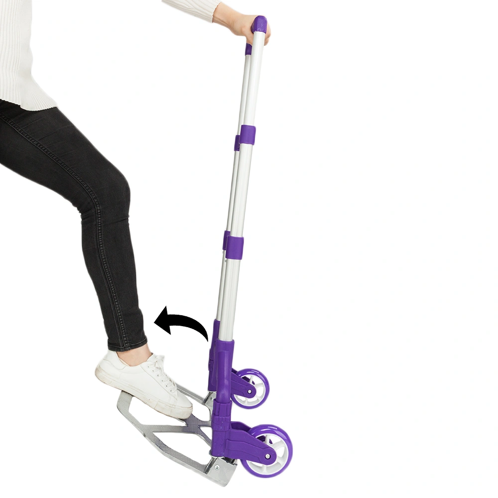 Portable Foldable Telescopic Luggage Trolley Cart Purple Travel Wagon view 13