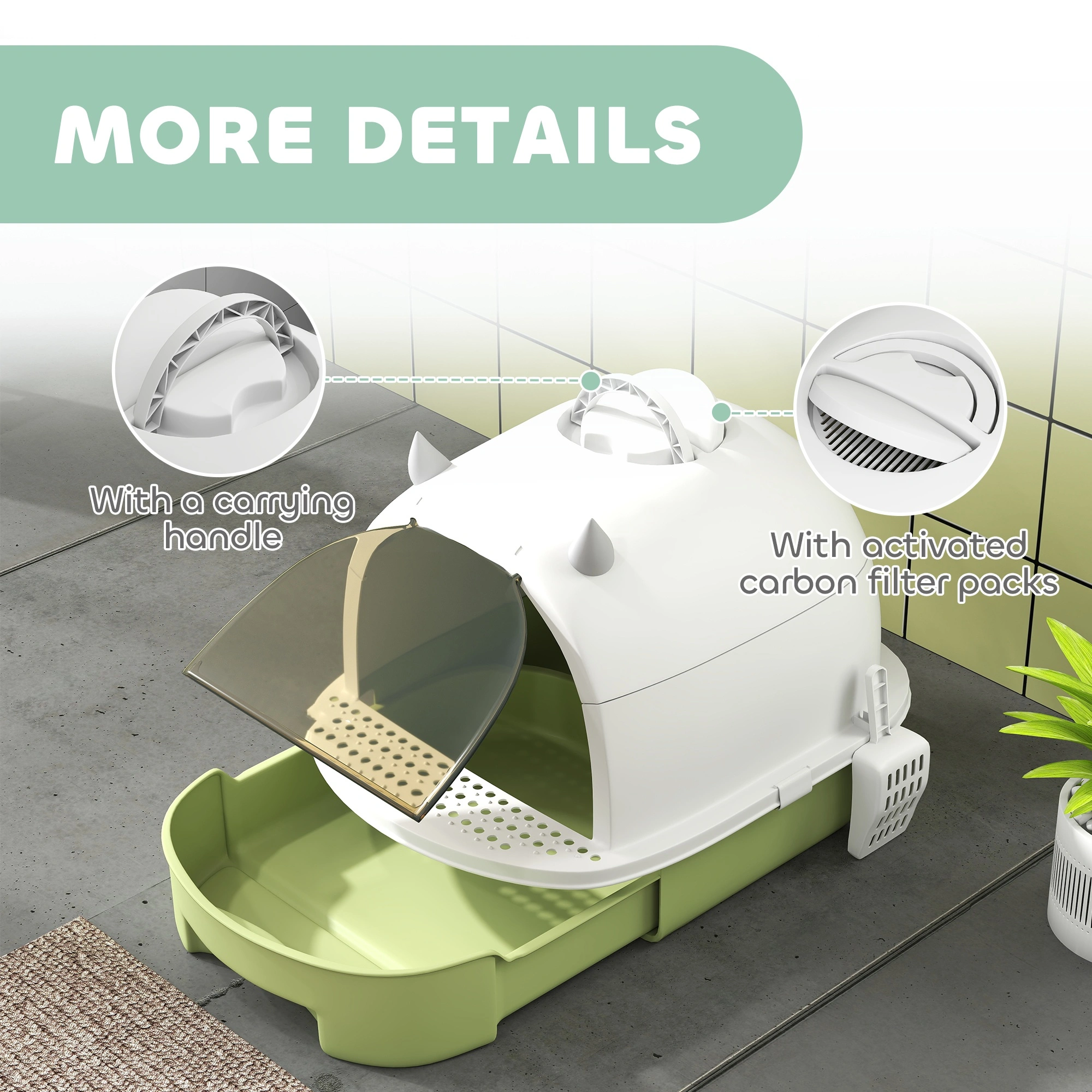 Sleek Cat Litter Box Enclosure - Closed Hooded Litter Box with Storage Compartment, Odor Control Pet Litter Box with Rear Door Entry