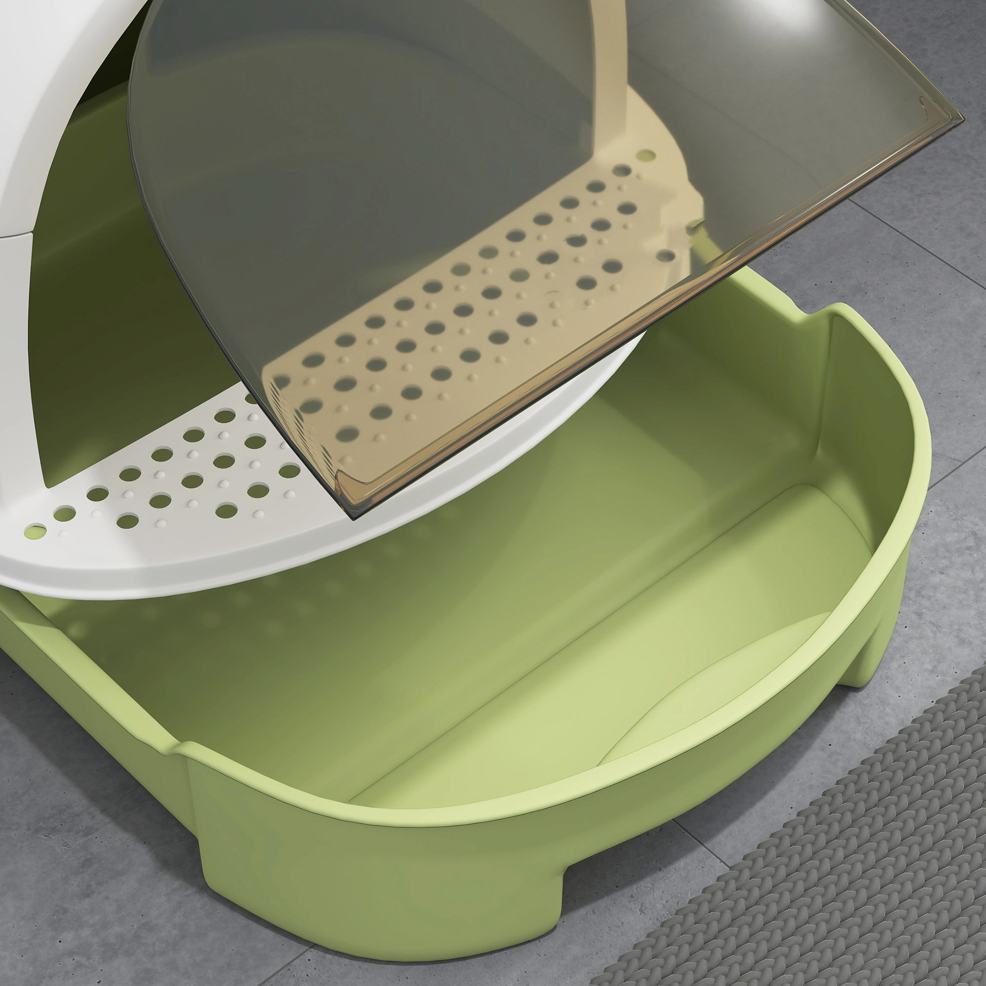 Sleek Cat Litter Box Enclosure - Closed Hooded Litter Box with Storage Compartment, Odor Control Pet Litter Box with Rear Door Entry view 2
