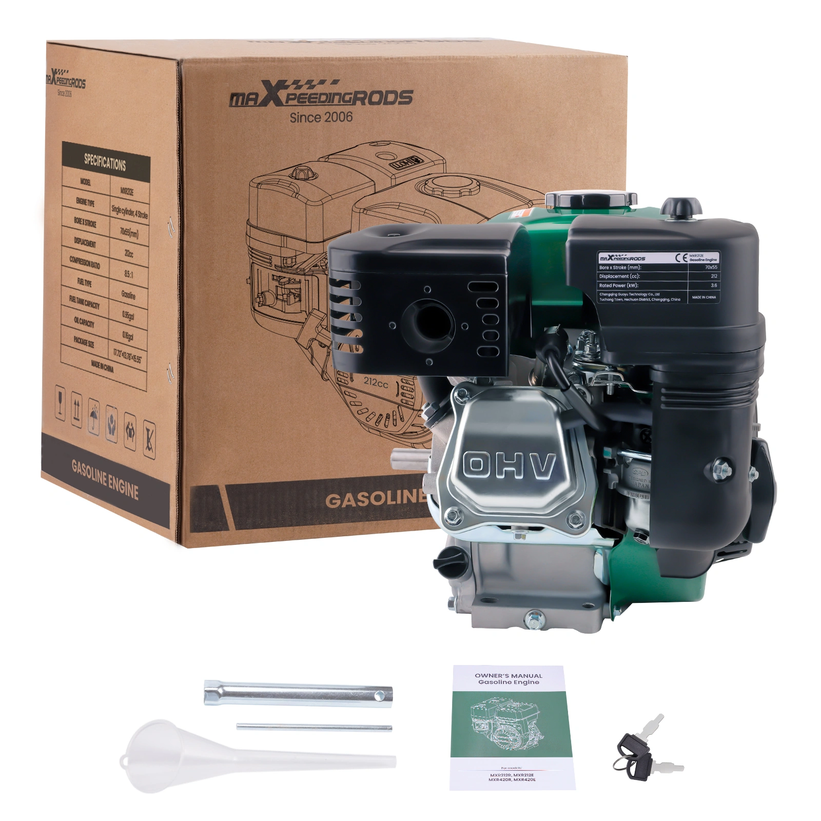 6KW 7HP 212cc Petrol Engine Electric Start Stationary Single Cylinder 4-Stroke OHV Gas Motor
