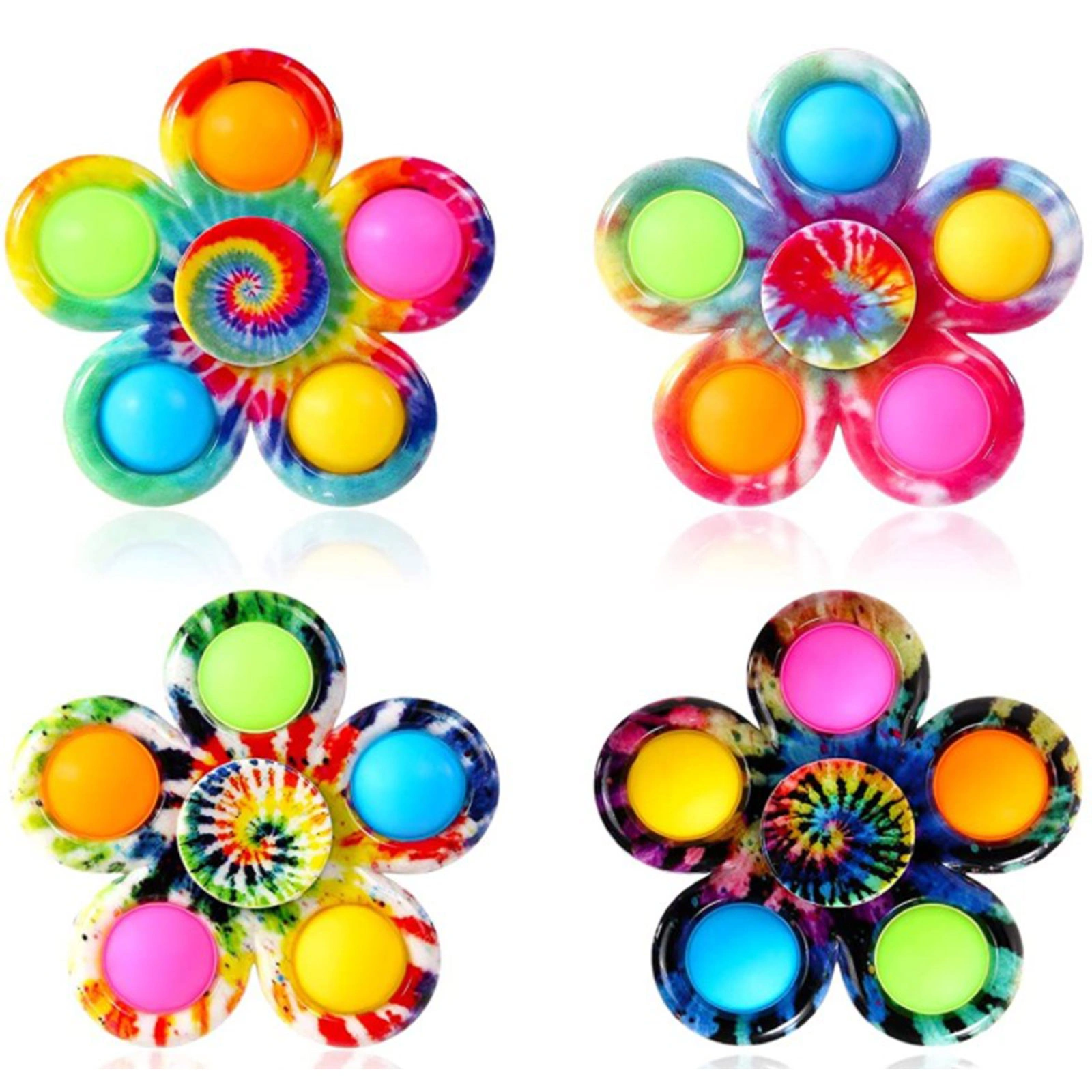 4 Pack Pop It Fidget Toys, Bubble Sensory Pop Fidget Spinner Set, ADHD Stress Relief Hand Spinners for Kids Party Favors
