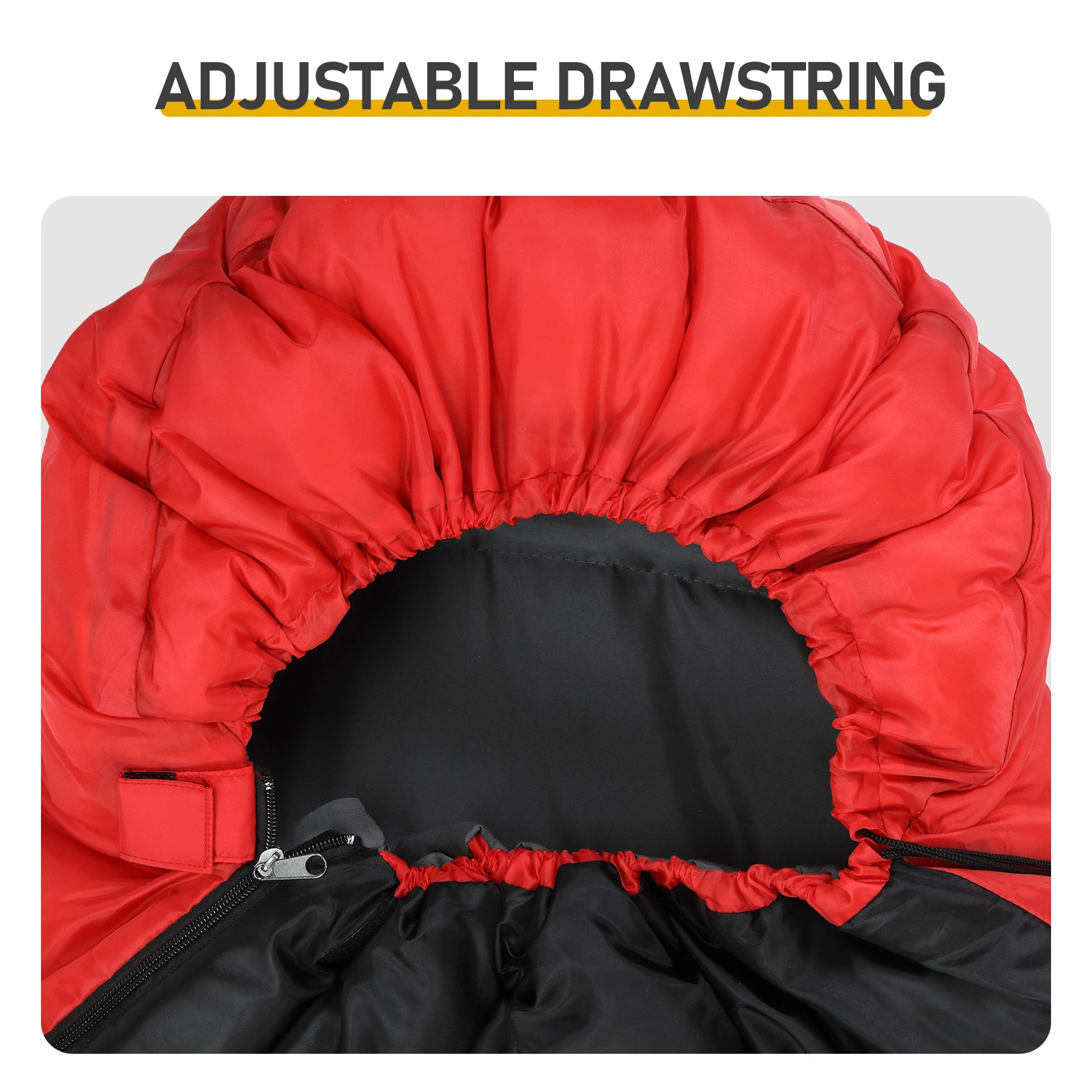 Rectangular Heated Sleeping Bag, Lightweight Sleeping Bag with Multi USB Powered Heating Pads, Waterproof Compact Envelope Sleeping Bag for Backpacking Hiking, Red view 9