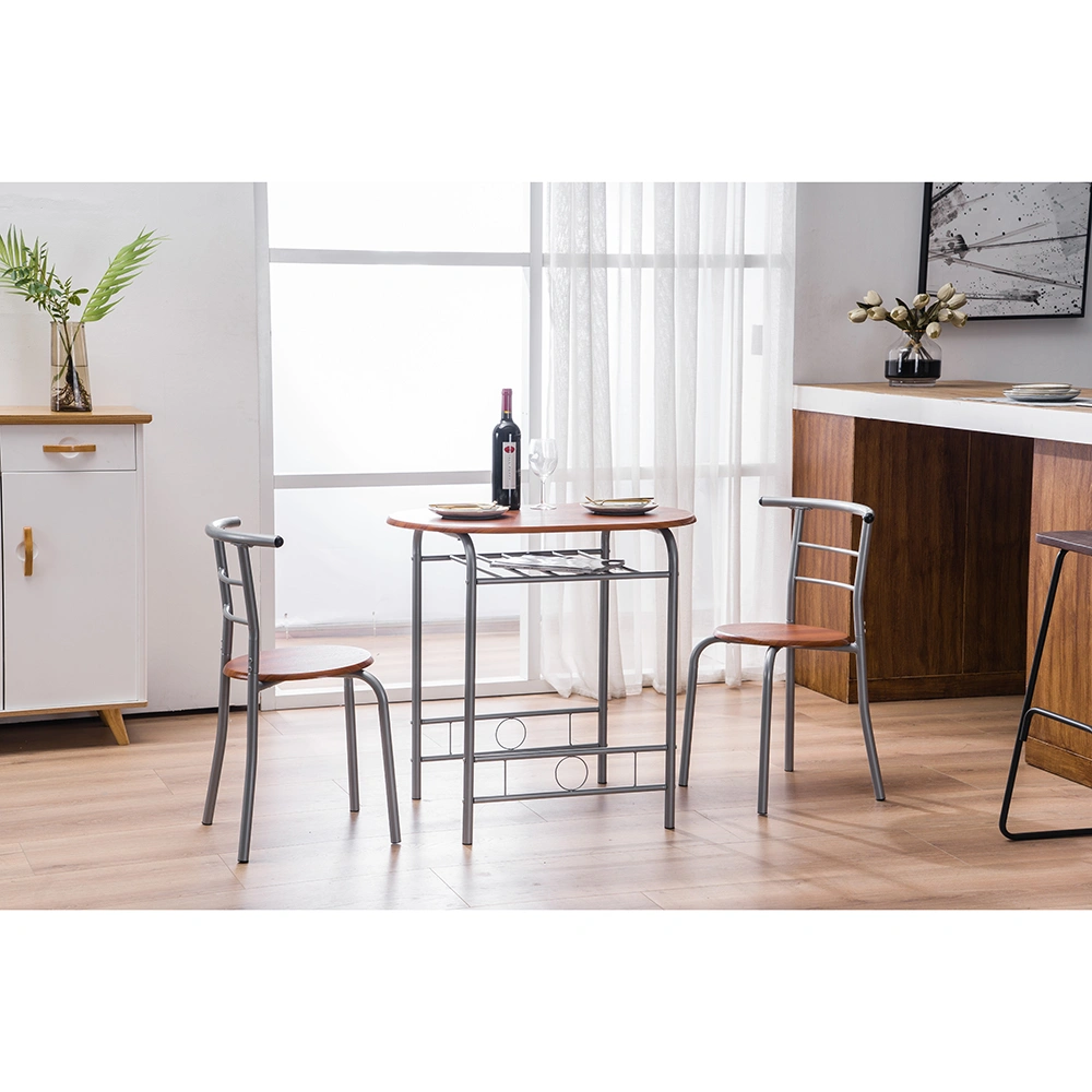 Brown Wood Grain PVC Breakfast Table (One Table and Two Chairs) view 24