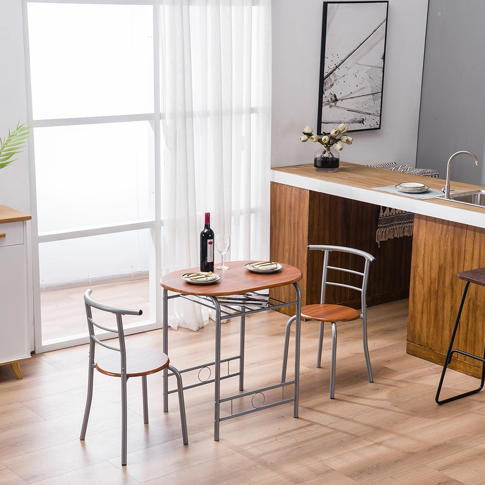 Brown Wood Grain PVC Breakfast Table (One Table and Two Chairs) view 27