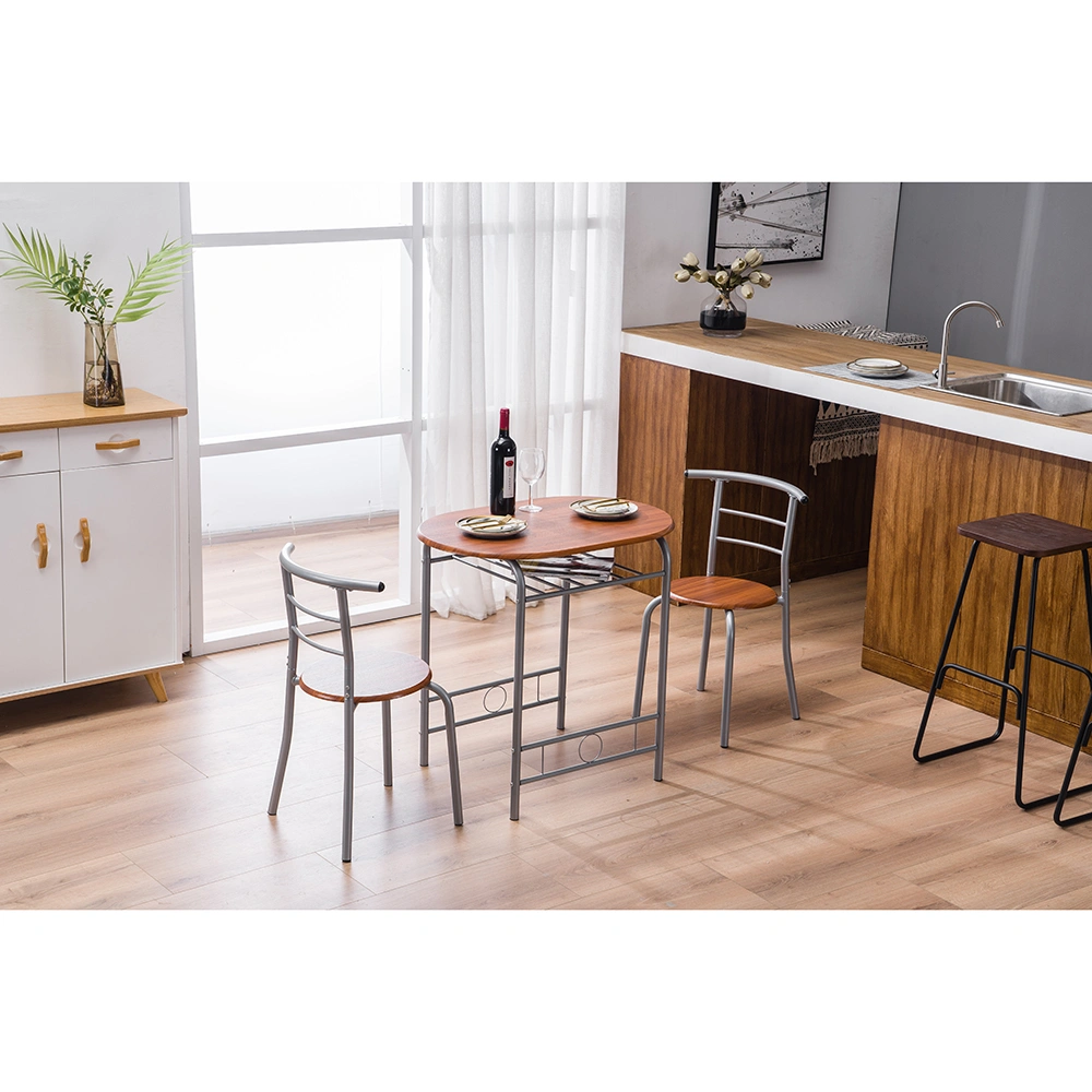 Brown Wood Grain PVC Breakfast Table (One Table and Two Chairs) view 29