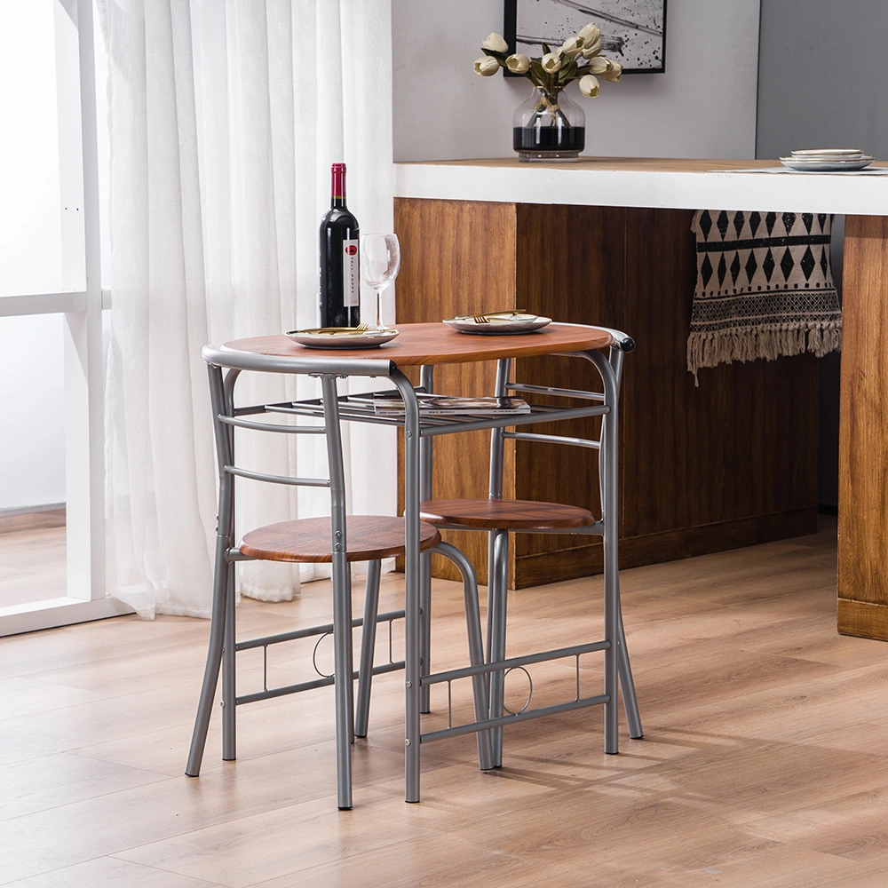 Brown Wood Grain PVC Breakfast Table (One Table and Two Chairs) view 34