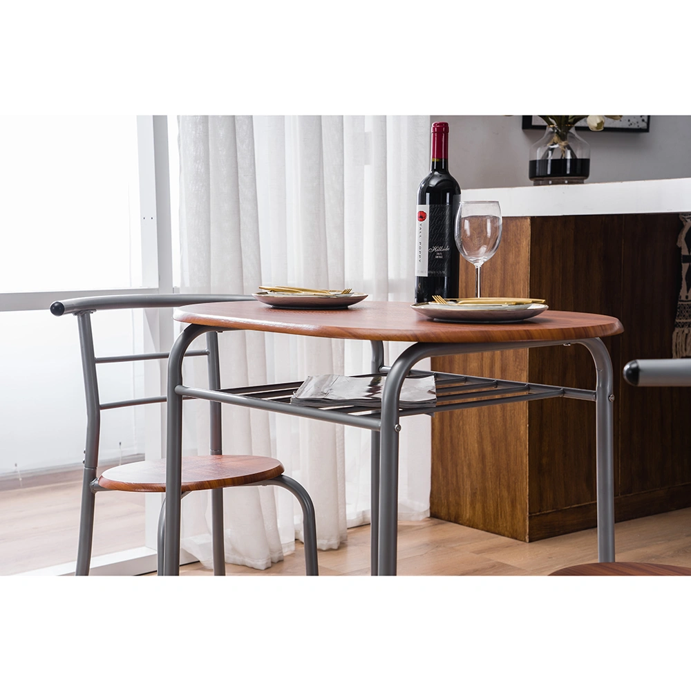 Brown Wood Grain PVC Breakfast Table (One Table and Two Chairs) view 37