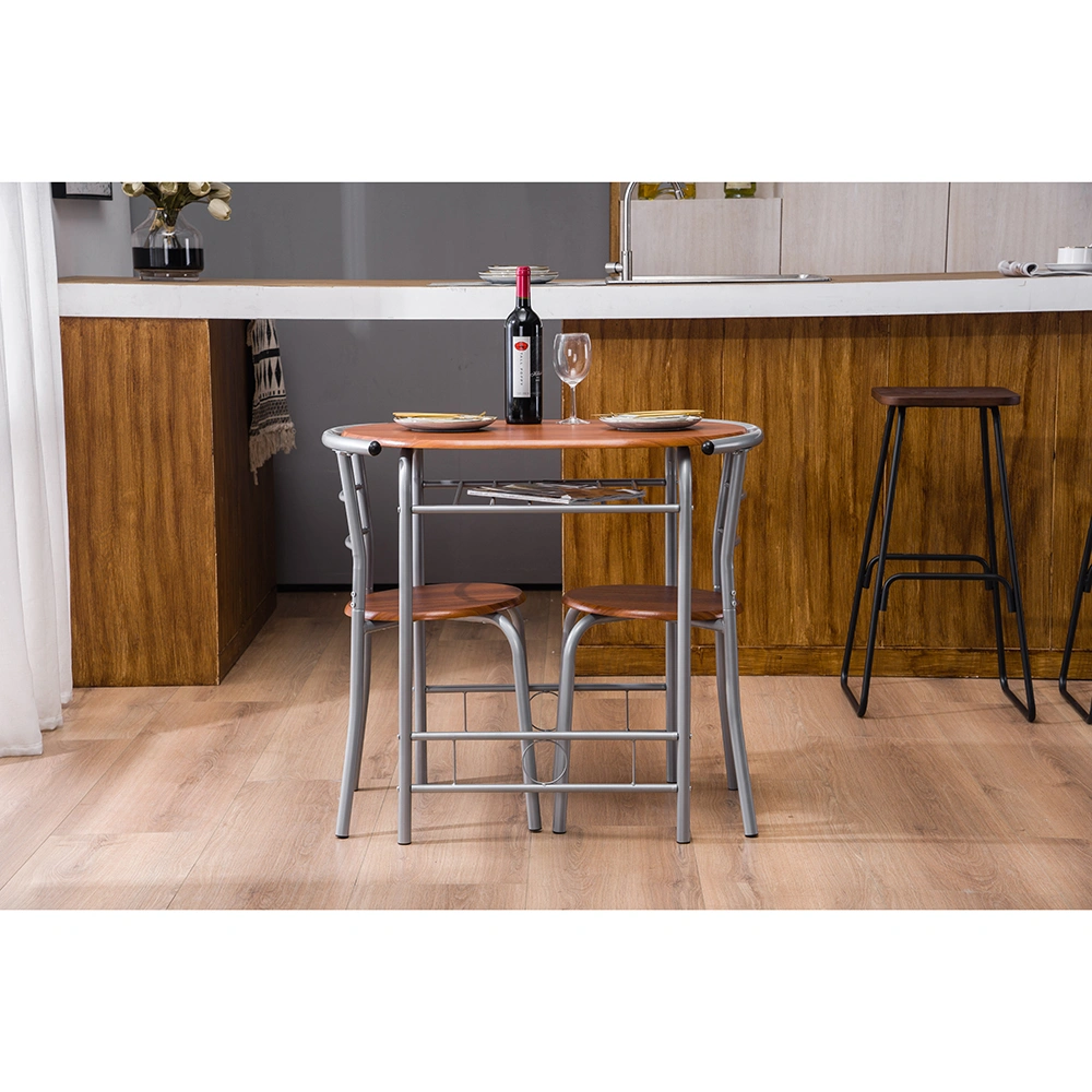 Brown Wood Grain PVC Breakfast Table (One Table and Two Chairs) view 38
