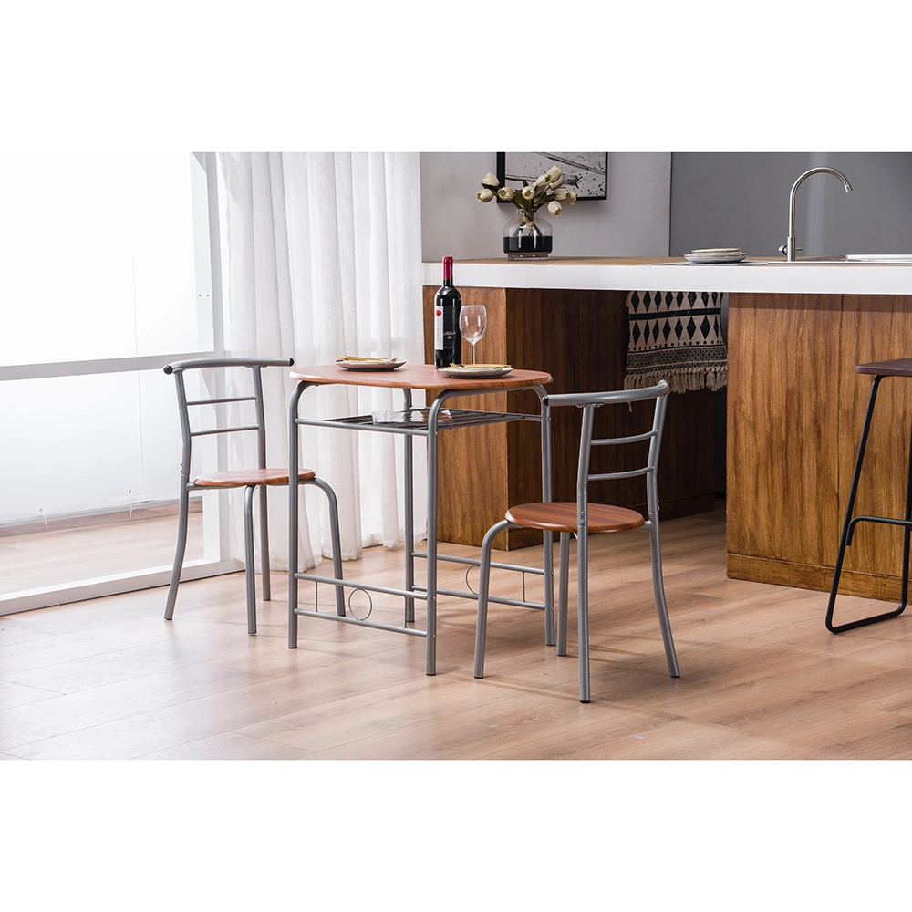 Brown Wood Grain PVC Breakfast Table (One Table and Two Chairs) view 39
