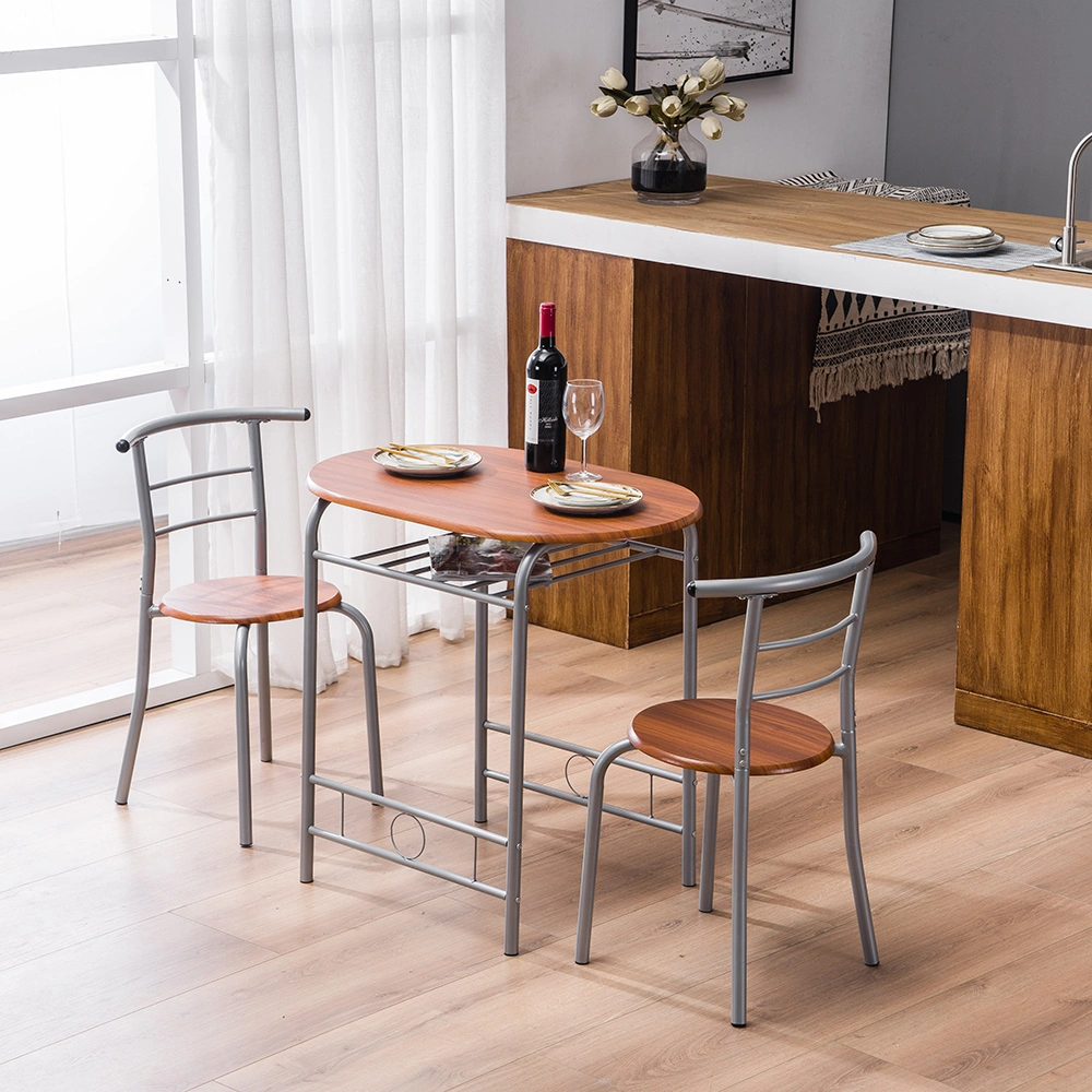 Brown Wood Grain PVC Breakfast Table (One Table and Two Chairs) view 42