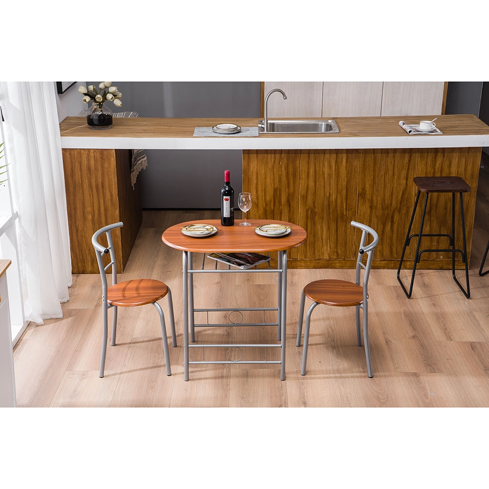 Brown Wood Grain PVC Breakfast Table (One Table and Two Chairs) view 45