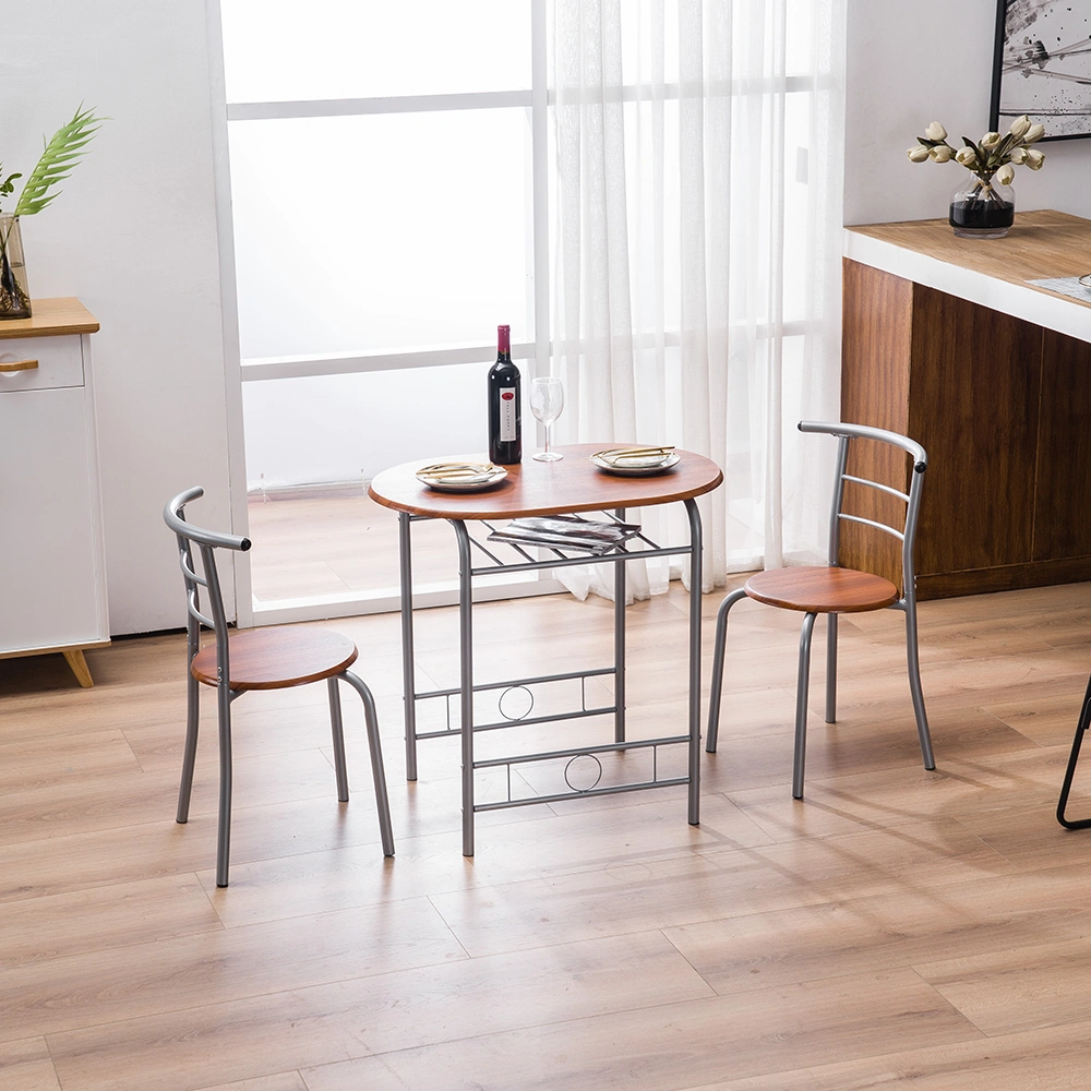 Brown Wood Grain PVC Breakfast Table (One Table and Two Chairs) view 7