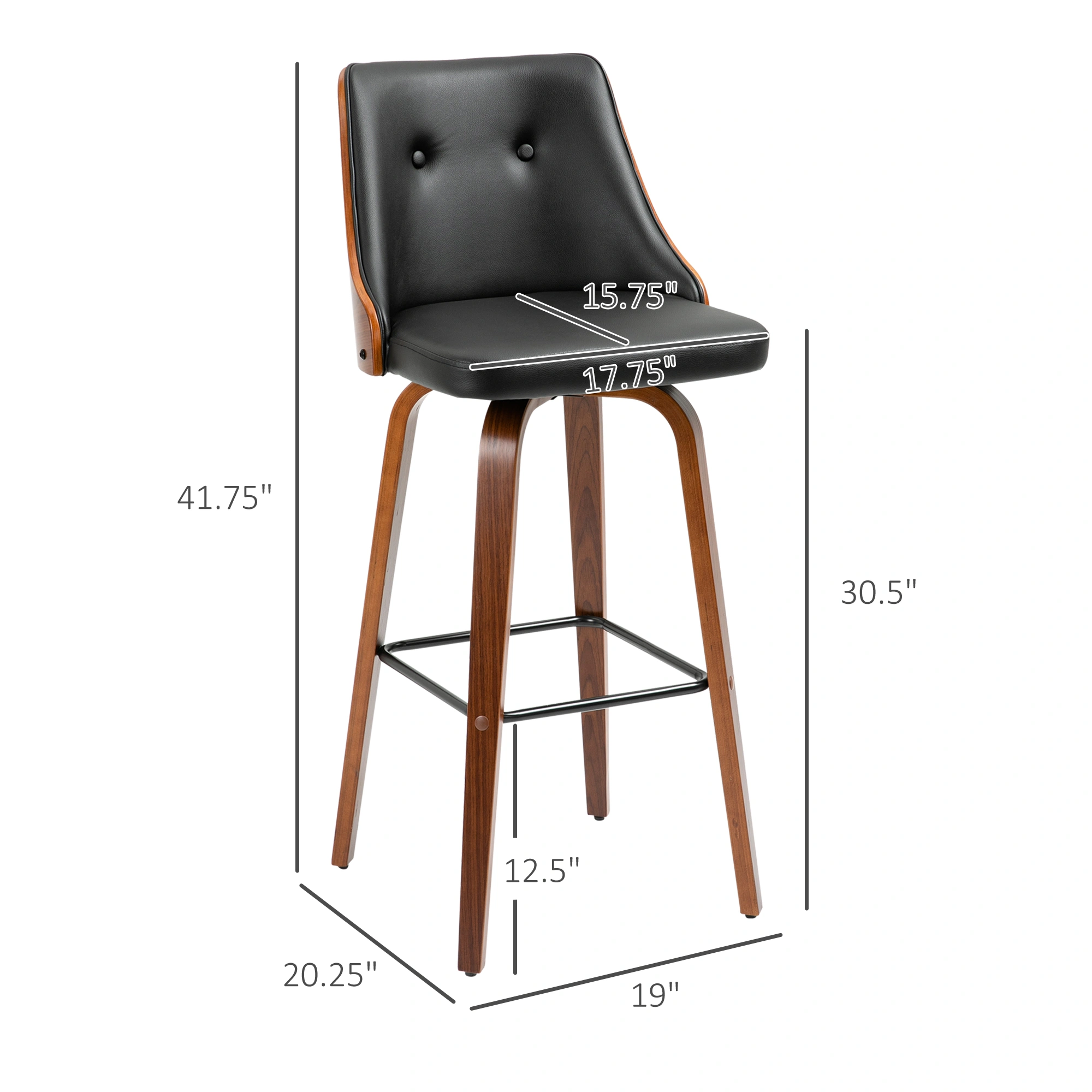 Adjustable Height Bar Stool Set of 2 Counter Stools with Padded Seat for Kitchen Island Dining view 2
