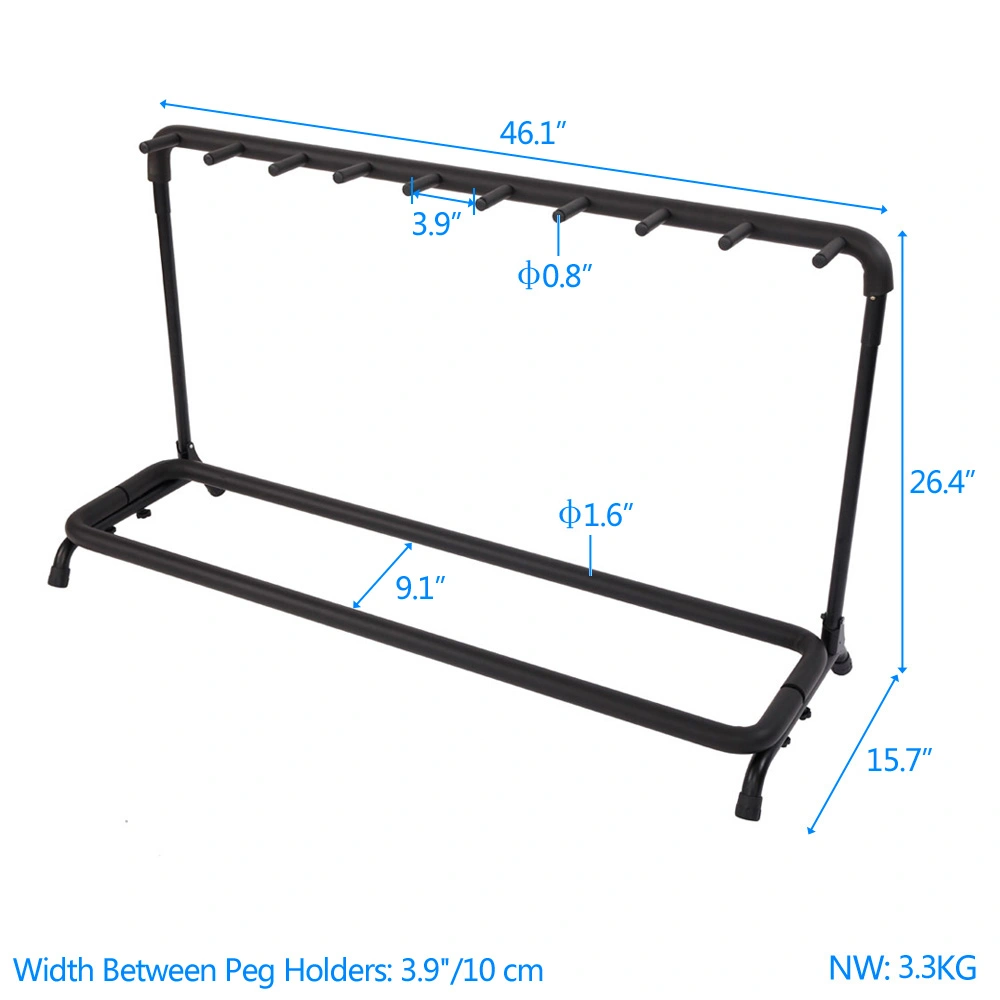 9-Slot Guitar Holder Rack Stand Black view 12
