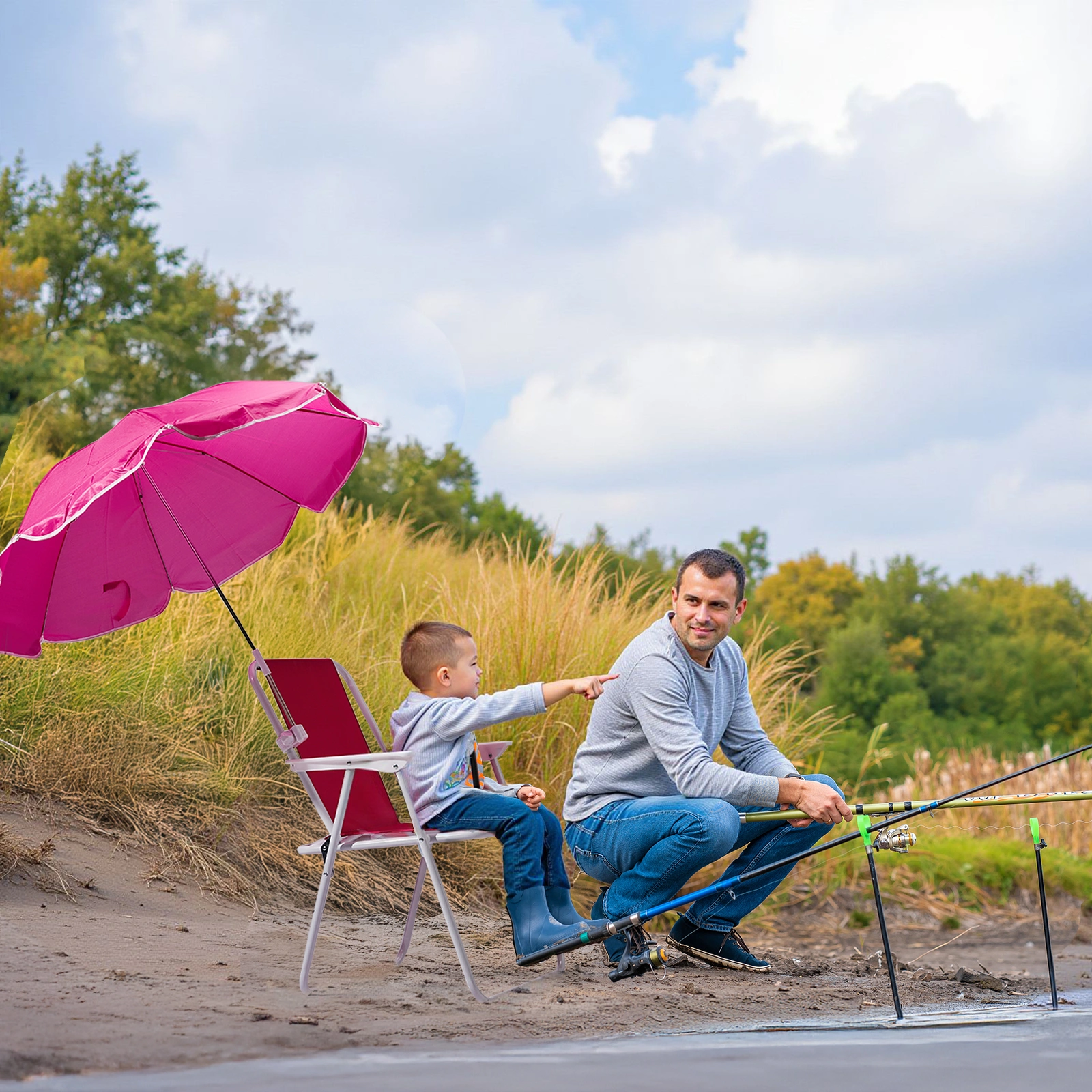 Folding Beach Chair with Umbrella for Adults, Lightweight Portable Camping Chair 265lbs Capacity, Pink Outdoor Chair for Travel Picnic Concert & Garden Activities view 11