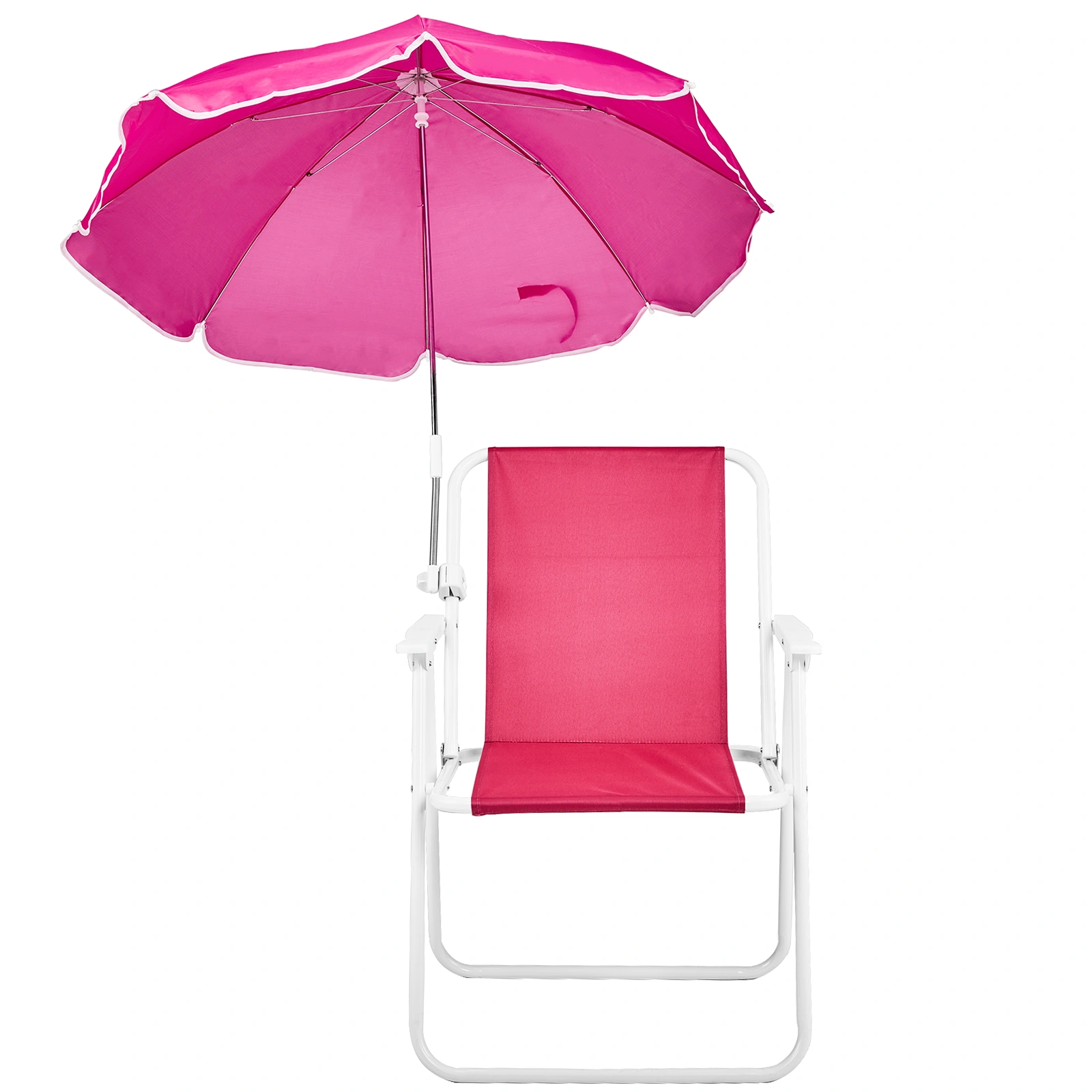 Folding Beach Chair with Umbrella for Adults, Lightweight Portable Camping Chair 265lbs Capacity, Pink Outdoor Chair for Travel Picnic Concert & Garden Activities view 2