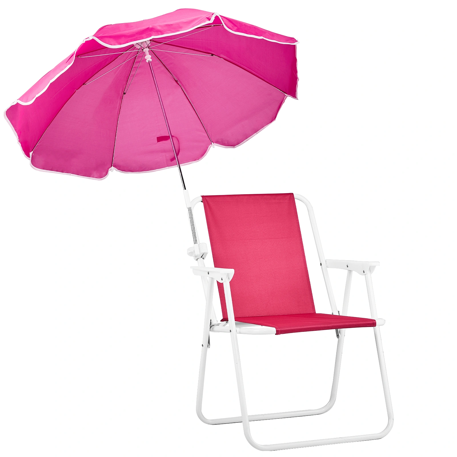 Folding Beach Chair with Umbrella for Adults, Lightweight Portable Camping Chair 265lbs Capacity, Pink Outdoor Chair for Travel Picnic Concert & Garden Activities view 3