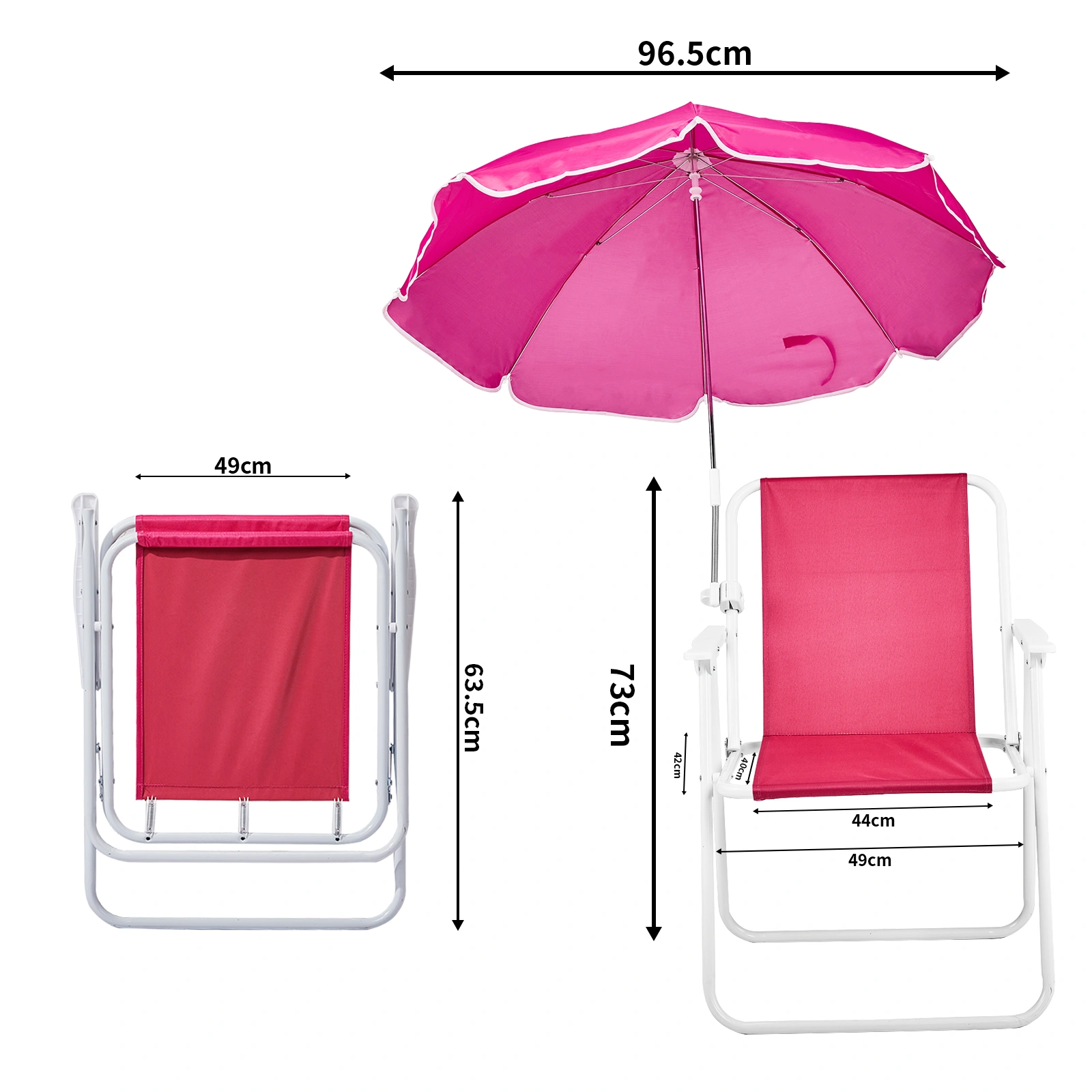 Folding Beach Chair with Umbrella for Adults, Lightweight Portable Camping Chair 265lbs Capacity, Pink Outdoor Chair for Travel Picnic Concert & Garden Activities view 4
