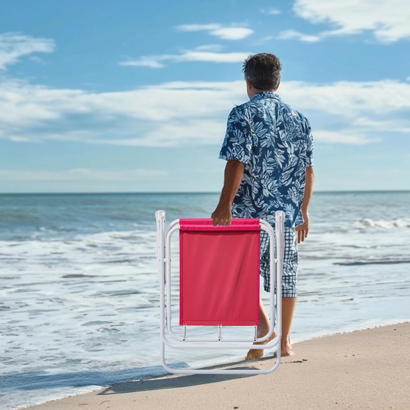 Folding Beach Chair with Umbrella for Adults, Lightweight Portable Camping Chair 265lbs Capacity, Pink Outdoor Chair for Travel Picnic Concert & Garden Activities view 6