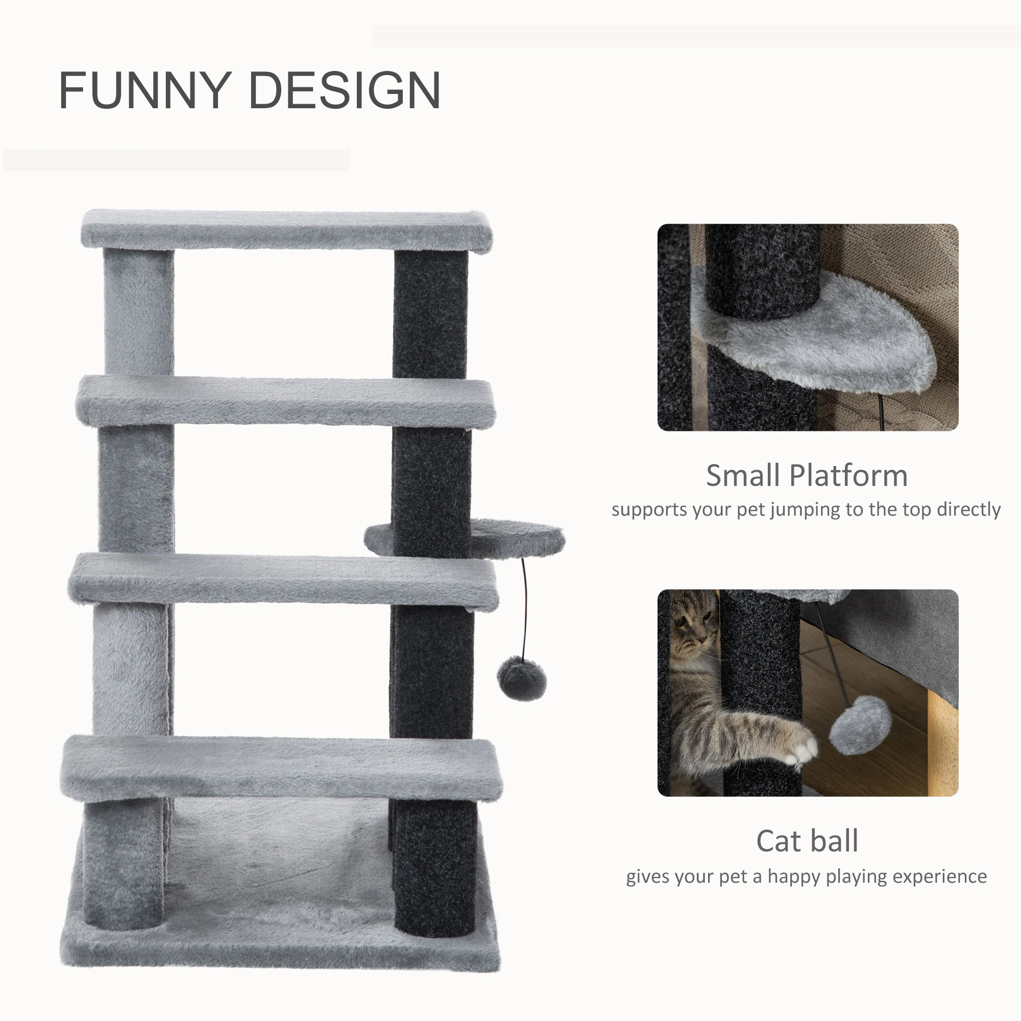 47" Multi-Level Cat Tree Activity Center with Sisal Posts, Dangling Toys & Soft Perch for All Breeds view 3