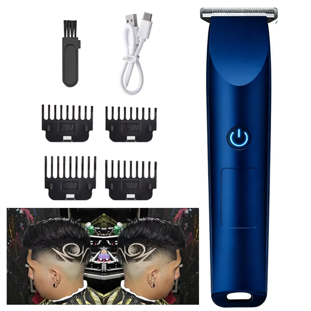 Men Electric Hair Clippers Pro Rechargeable Cordless Barber Trimmer & Beard Cutter, Blue view 2