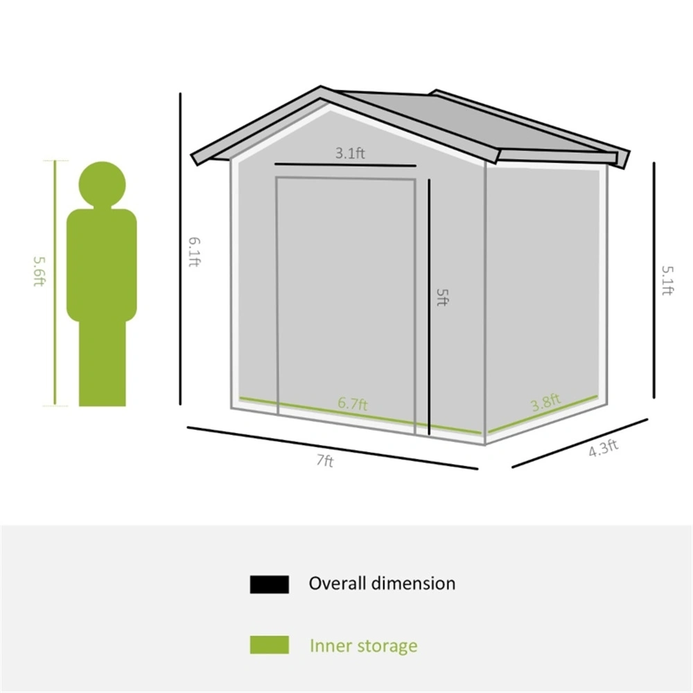 Steel Storage Shed 7'x4' White Garden Tool House Outdoor Metal Shed view 3