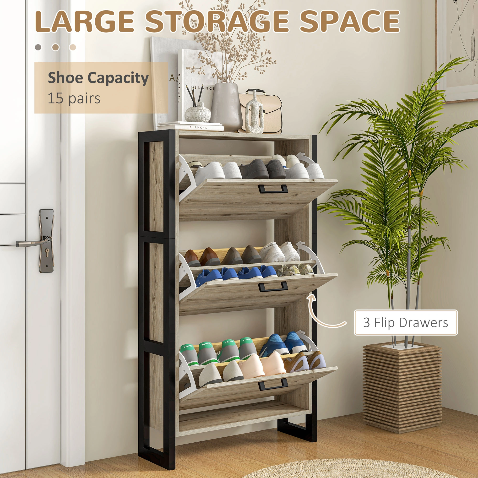 600L Outdoor Storage Box, Resin Deck Box Seat with Lock, Heavy-Duty Patio Garden Storage Chest, Weatherproof Outside Organizer, Grey view 3