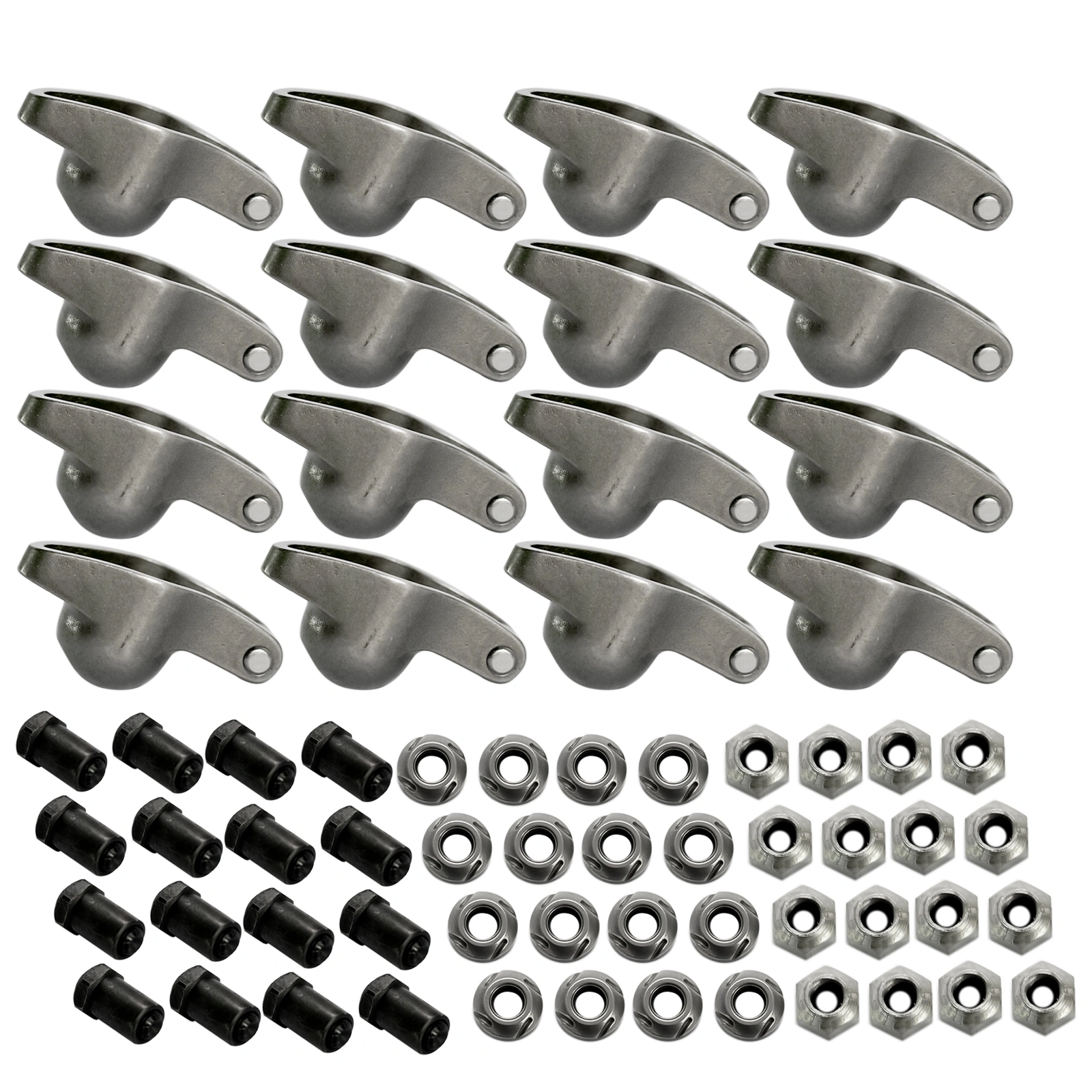 16Pcs Steel Roller Tip Rocker Arms Set Fit for Small Block Chevy 305 350 400 1.6 Ratio 3/8" Stud view 4