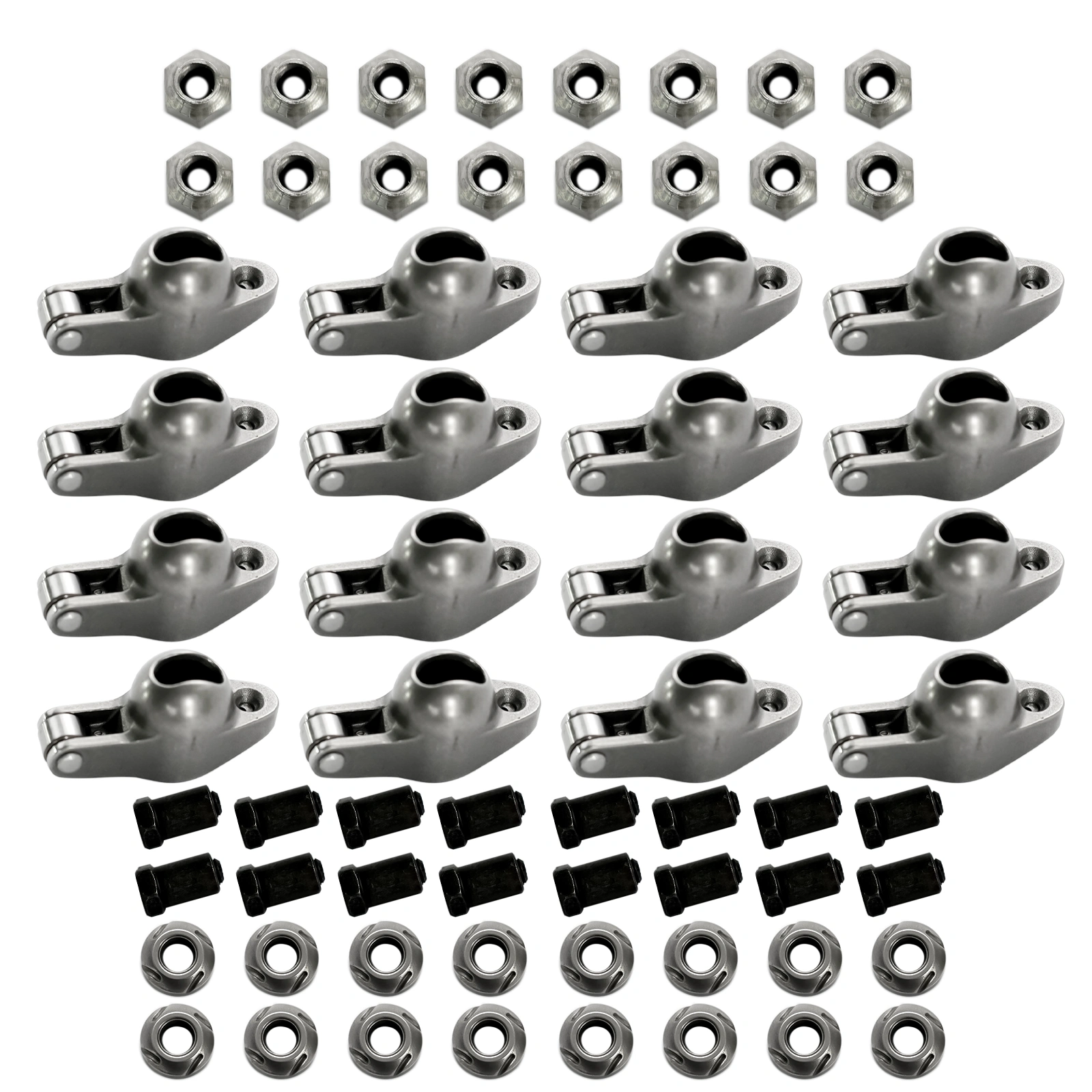 16Pcs Steel Roller Tip Rocker Arms Set Fit for Small Block Chevy 305 350 400 1.6 Ratio 3/8" Stud view 5