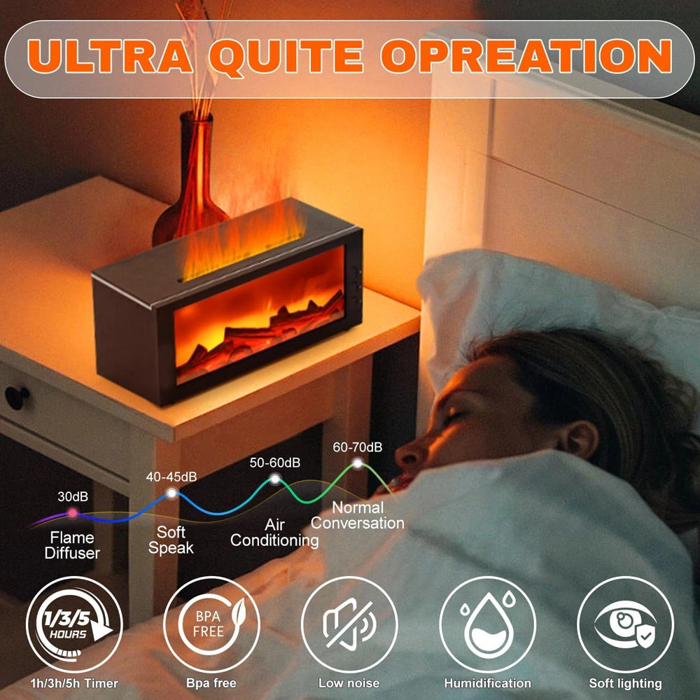 Upgraded 300ml Fireplace Diffuser Essential Oil 7 Colorful Large Flame Fire Humidifier Changing Aroma Diffuser for Aromatherapy Yoga Room Bedroom, Room, Office, Home with Remote Timer and Auto Off view 10