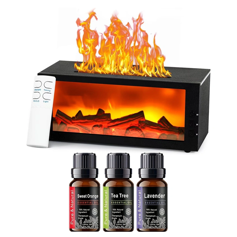 Upgraded 300ml Fireplace Diffuser Essential Oil 7 Colorful Large Flame Fire Humidifier Changing Aroma Diffuser for Aromatherapy Yoga Room Bedroom, Room, Office, Home with Remote Timer and Auto Off view 2