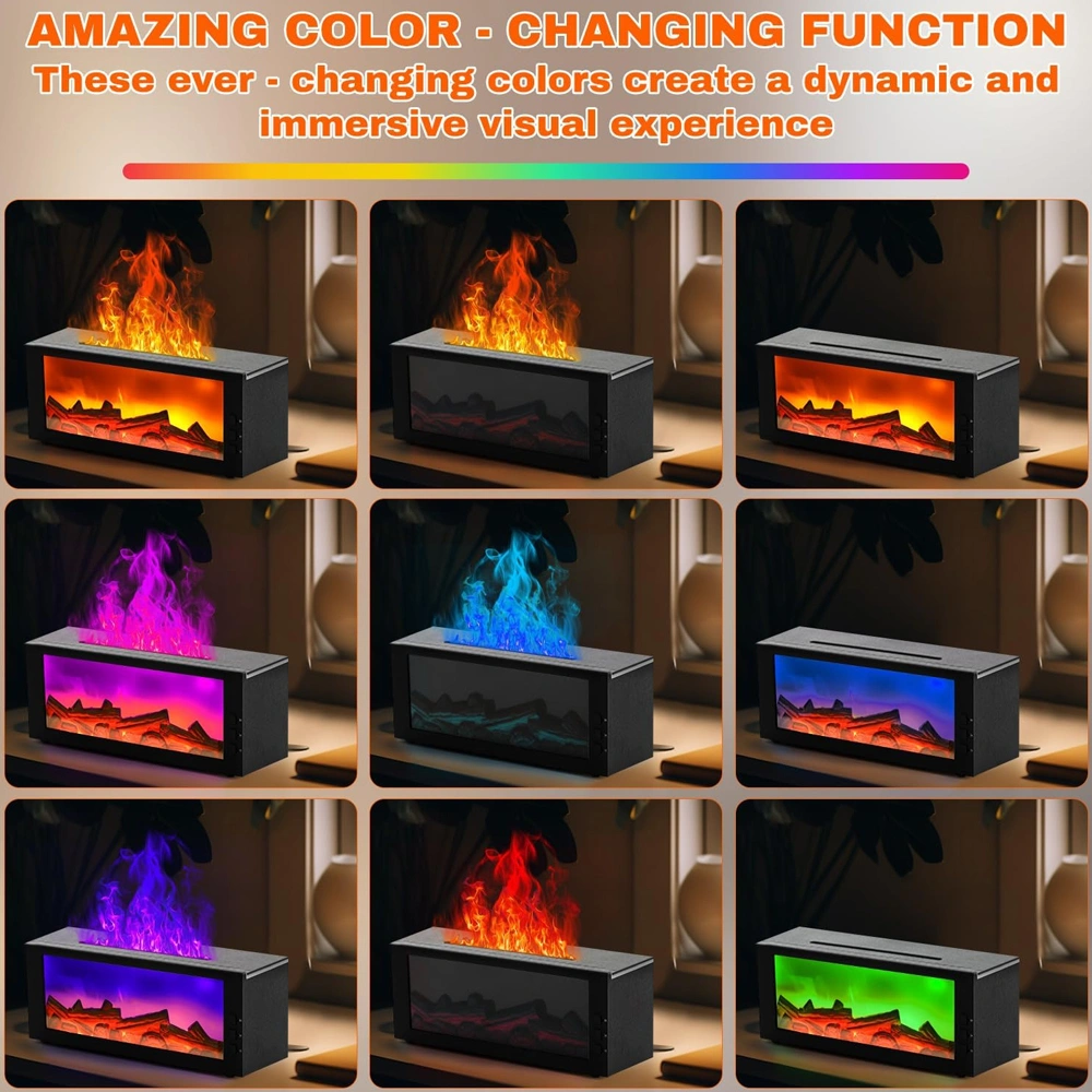 Upgraded 300ml Fireplace Diffuser Essential Oil 7 Colorful Large Flame Fire Humidifier Changing Aroma Diffuser for Aromatherapy Yoga Room Bedroom, Room, Office, Home with Remote Timer and Auto Off view 6