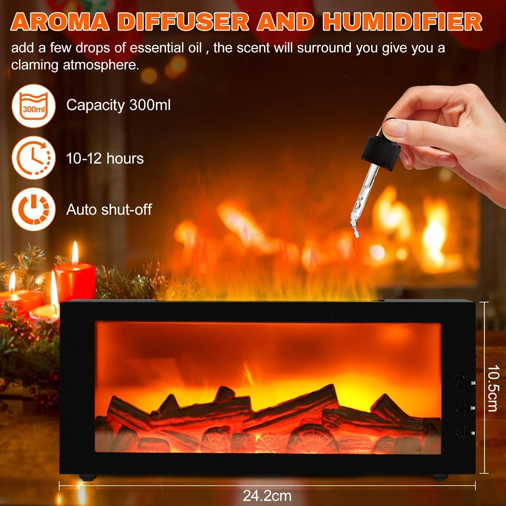 Upgraded 300ml Fireplace Diffuser Essential Oil 7 Colorful Large Flame Fire Humidifier Changing Aroma Diffuser for Aromatherapy Yoga Room Bedroom, Room, Office, Home with Remote Timer and Auto Off view 7