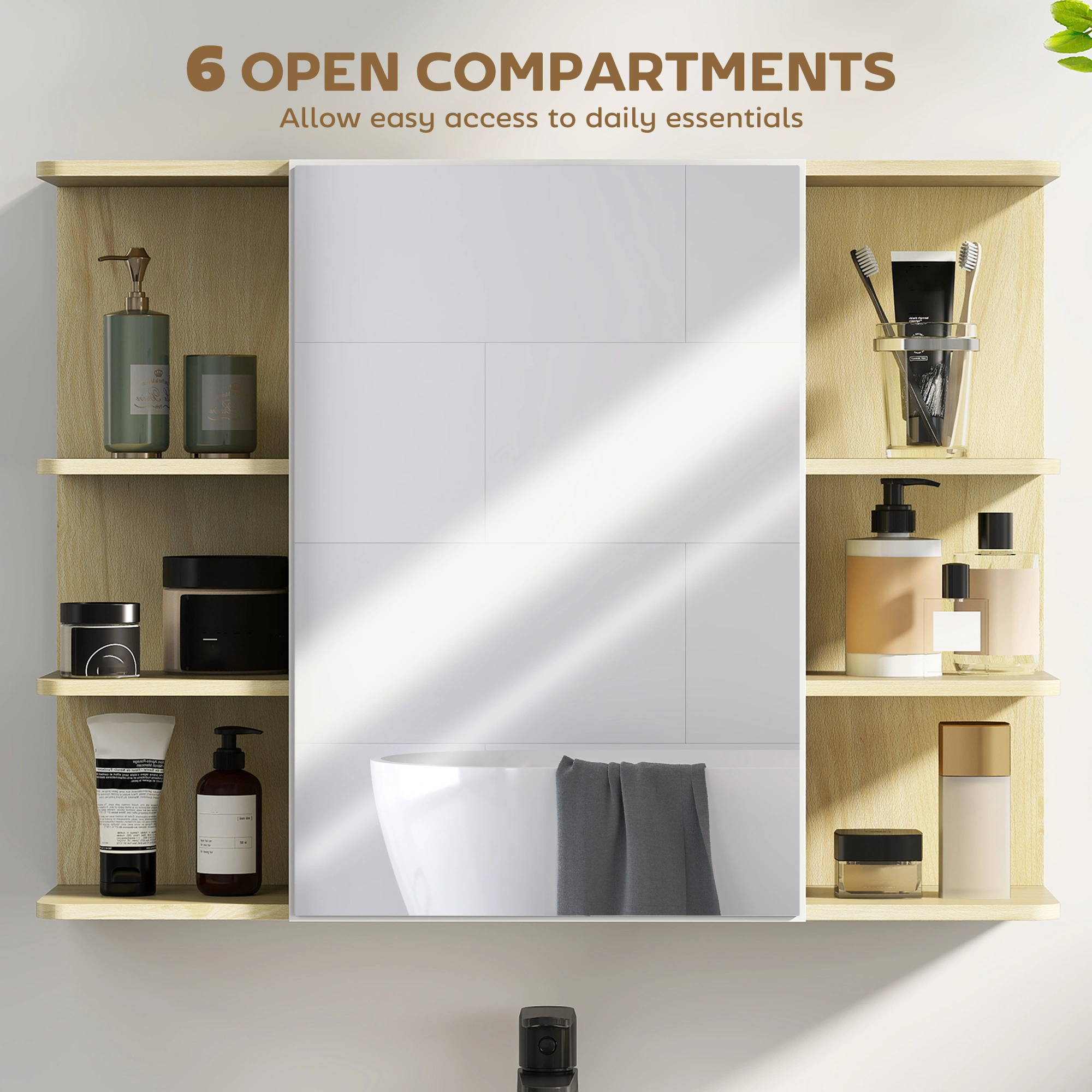 Modern Bathroom Wall Mirror, Anti-Fog LED Lighted Vanity Mirror with Touch Control, Shatterproof Silver Frame for Bedroom & Bath view 2