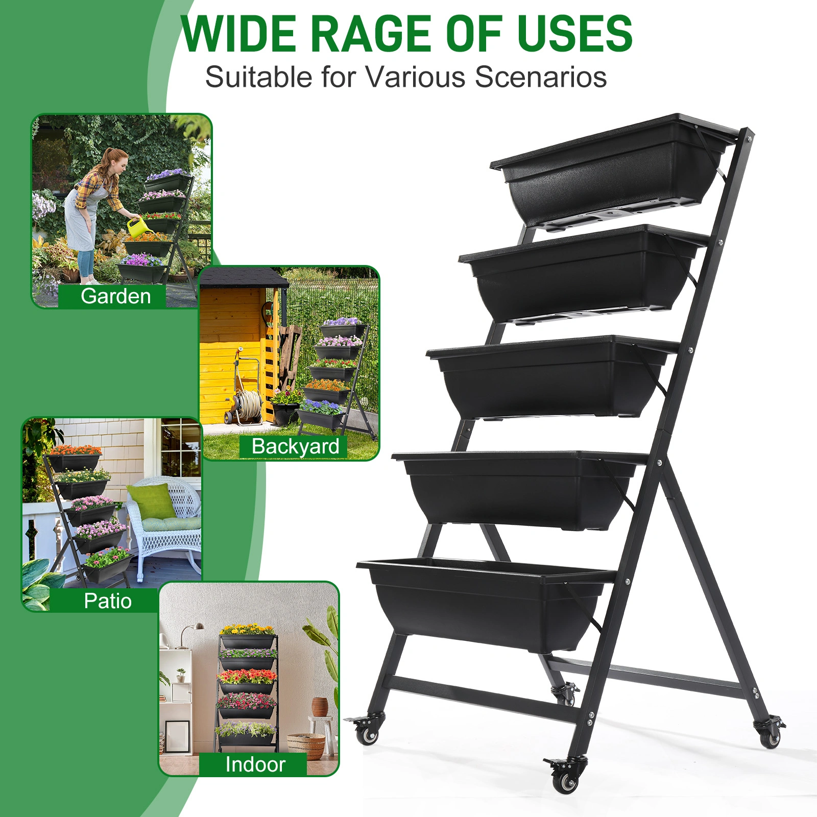 5 Tiers Vertical Garden Bed, Vertical Garden Planter Indoor and Outdoor, Vertical Elevated Garden Bed Perfect for Vegetables Flowers Herbs view 14