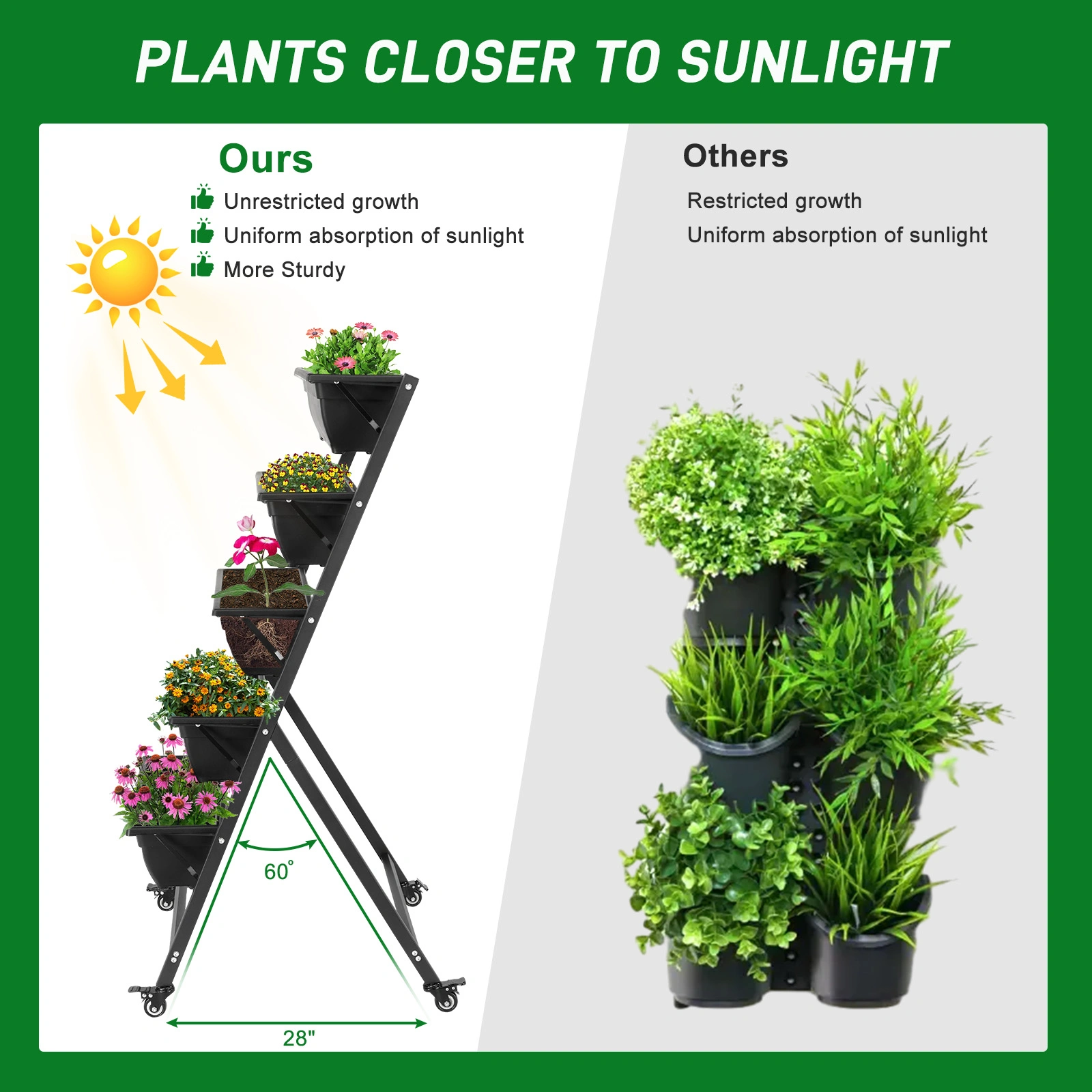 5 Tiers Vertical Garden Bed, Vertical Garden Planter Indoor and Outdoor, Vertical Elevated Garden Bed Perfect for Vegetables Flowers Herbs view 3
