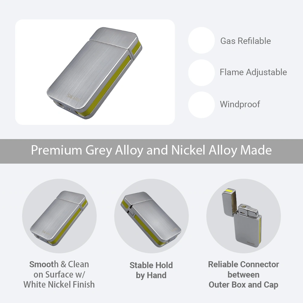 SIKARO SKY-STAR Turbo Torch Lighter Gold Stripe, Refillable Windproof Jet Flame, Adjustable, for Cigar, Cigarette, Kitchen & Outdoor Use view 5