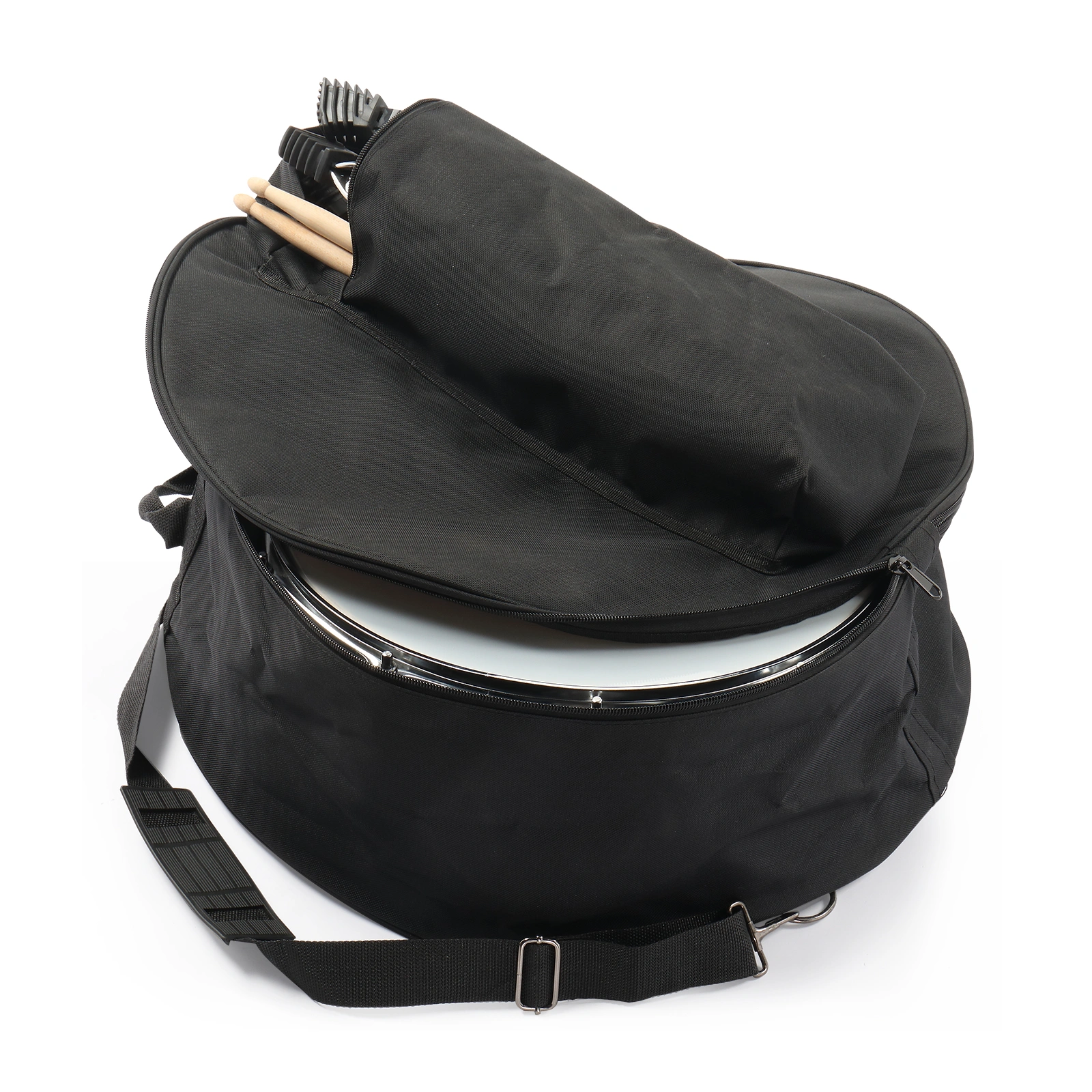 14 x 5.5in Snare Drum Set with Drumstick Holder, Snare Drum Bag, Strap, Mute Pad & Drum Stick for Beginner Student Black view 9