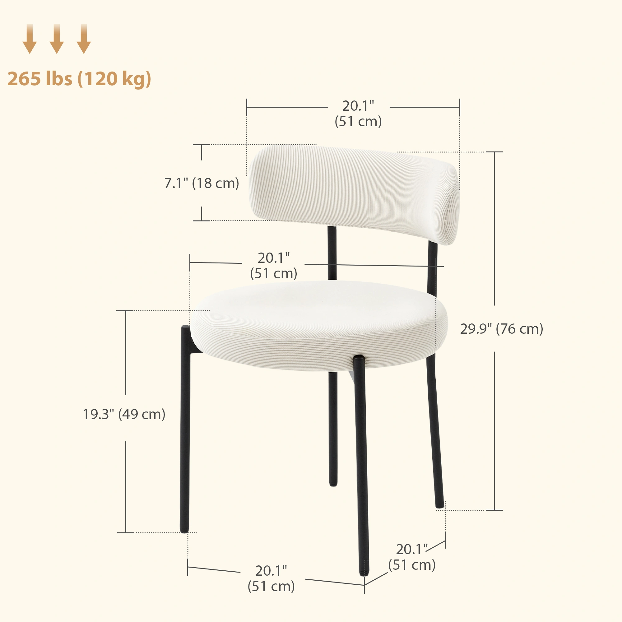 Set of 2 Dining Chairs with Padded Seat, Mid-Century Modern Armchair for Kitchen, Dining Room, Living Room view 2