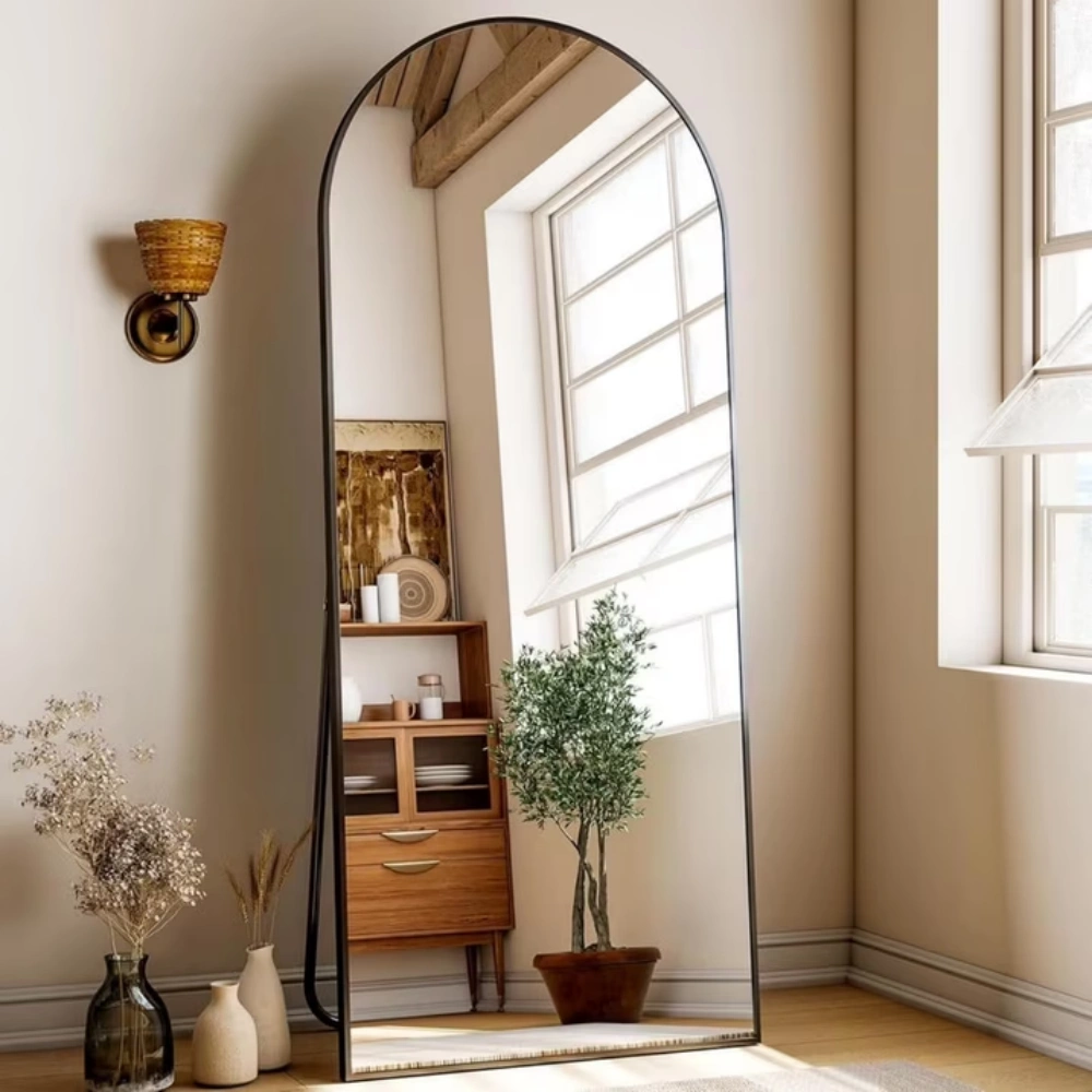 71"x26" Arched Full Length Mirror Freestading Full Body Floor Mirror, Black