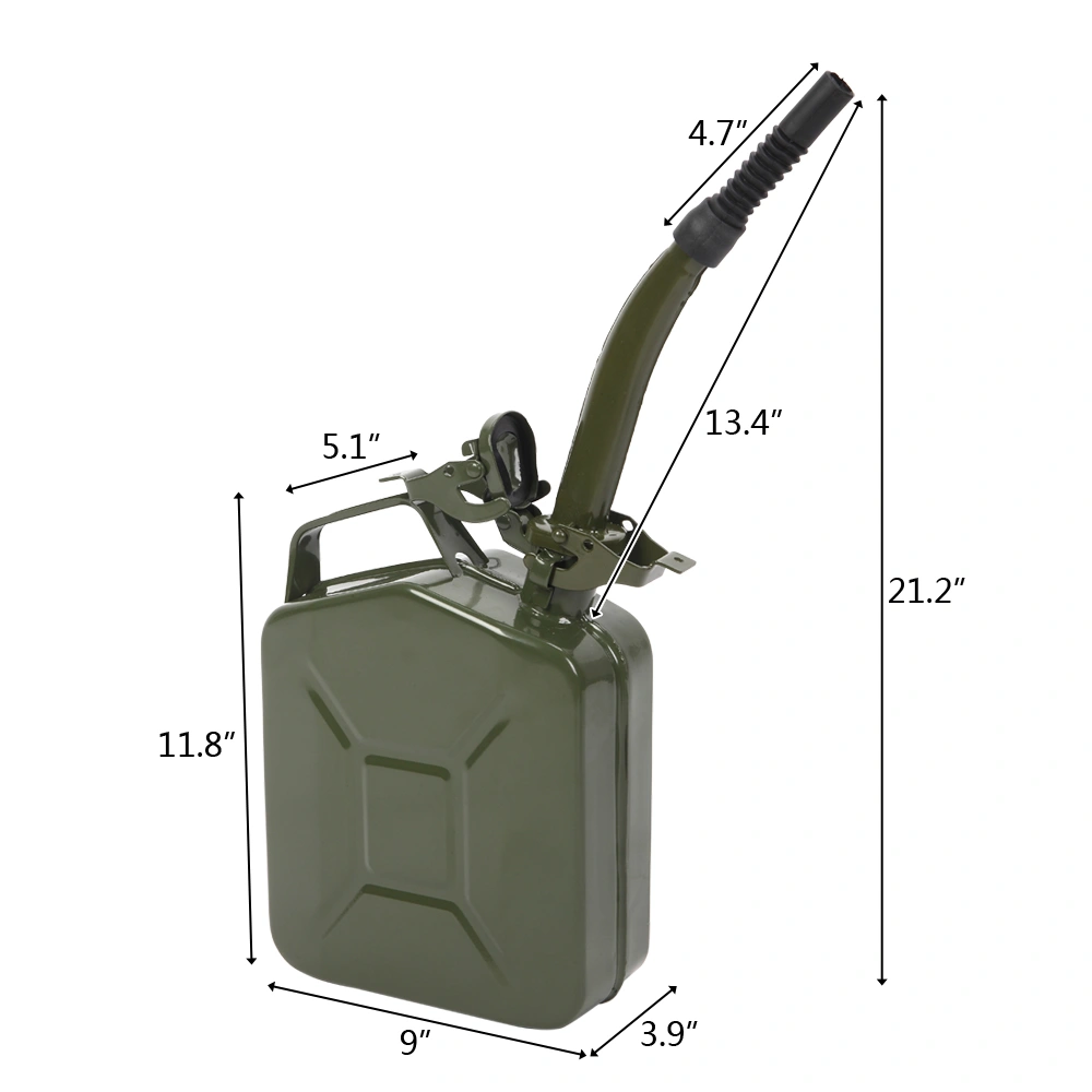5L American Oil Barrel 0.6mm Steel, Army Green with Inverted Oil Pipe view 2